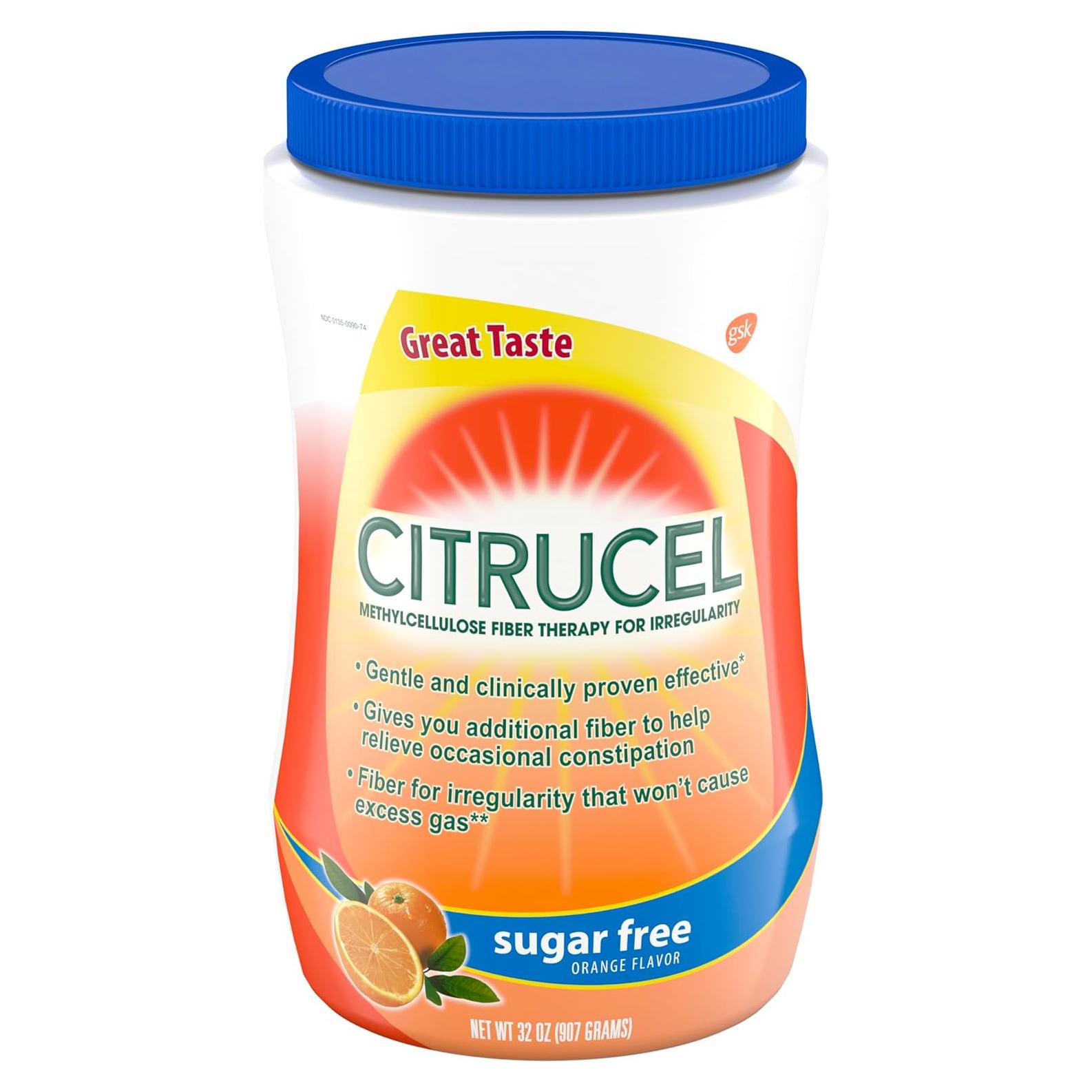 Citrucel Polvo de Fibra Sin Azúcar 907g Sabor Naranja