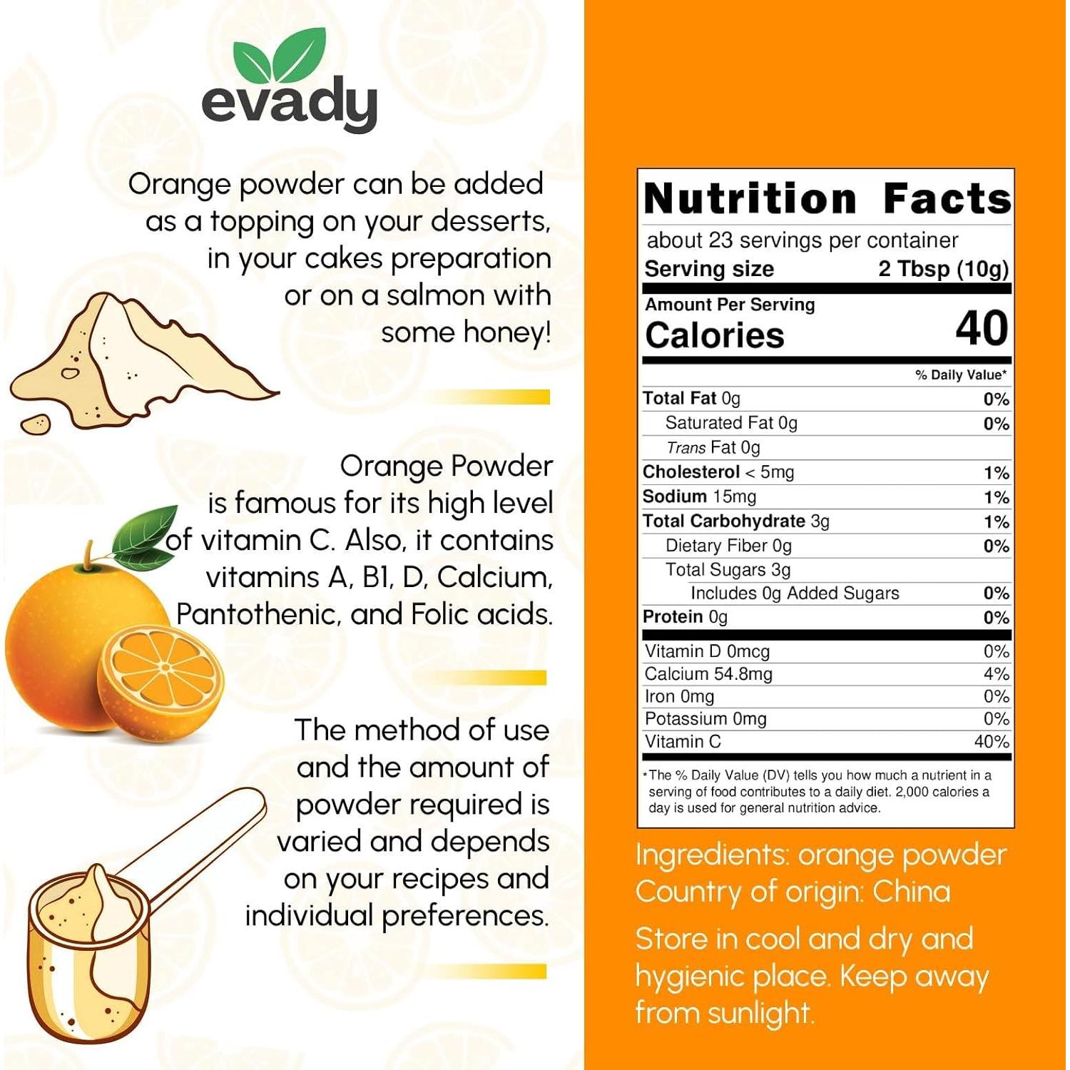 Polvo de Jugo de Naranja Natural Evady 226.8 g - Sazonar y Hornear