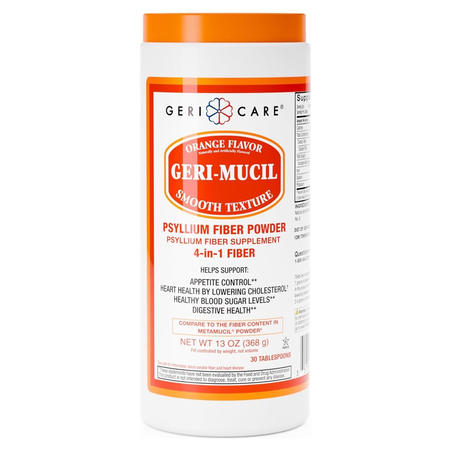 Geri-Mucil Polvo de Psyllium GeriCare 368.5g Sabor Naranja