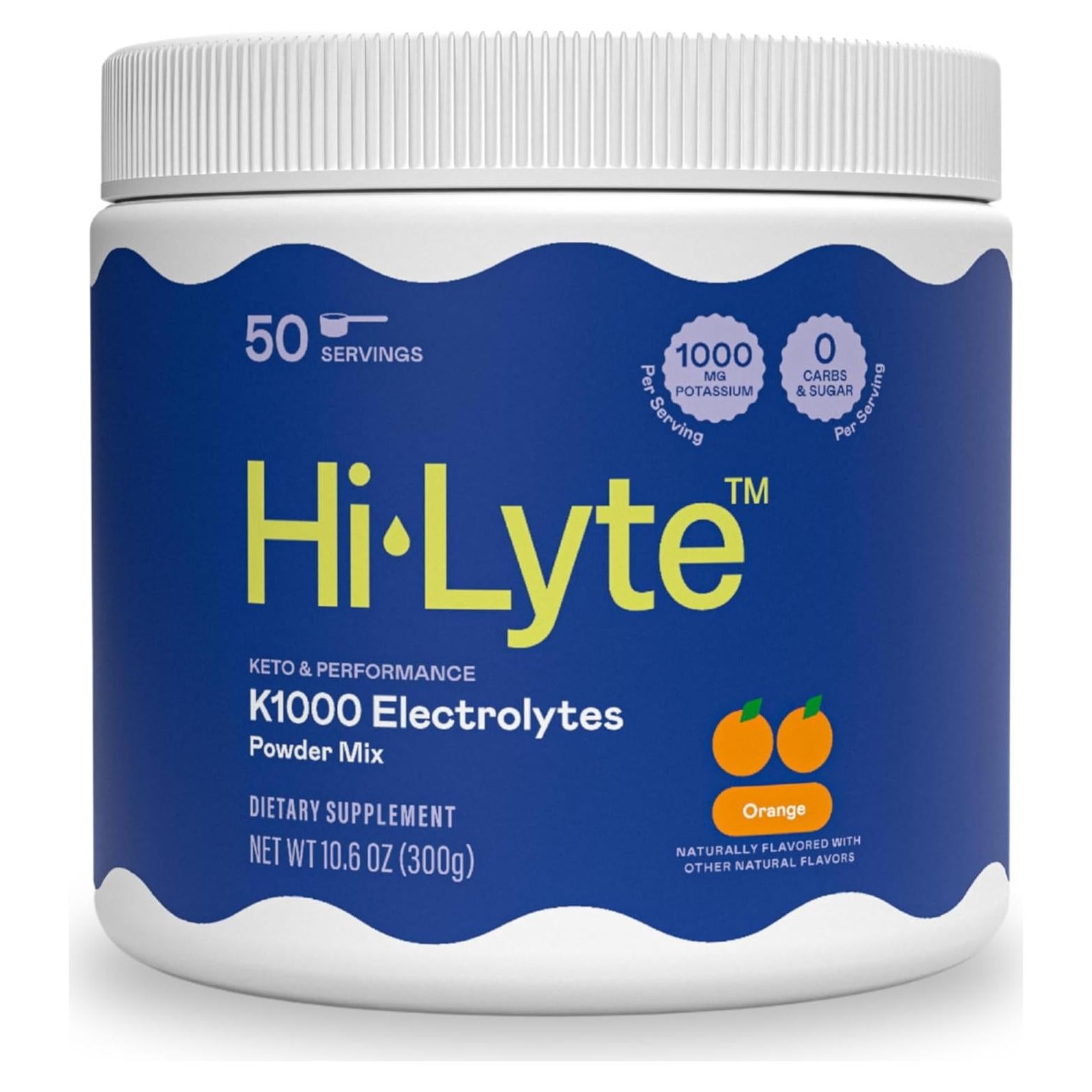 Polvo de Electrolitos Keto Hi-Lyte K1000 Naranja 50 Porciones