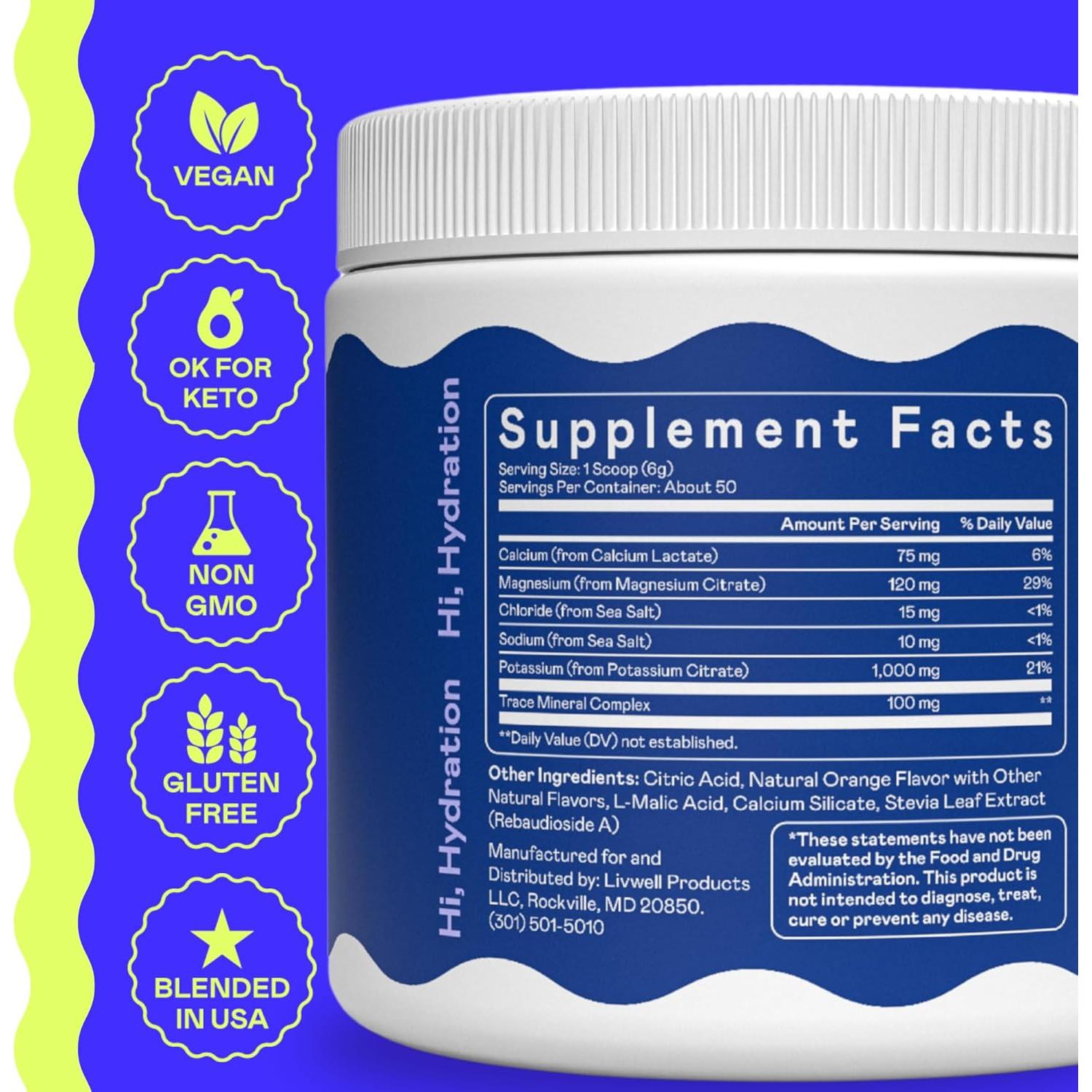 Polvo de Electrolitos Keto Hi-Lyte K1000 Naranja 50 Porciones