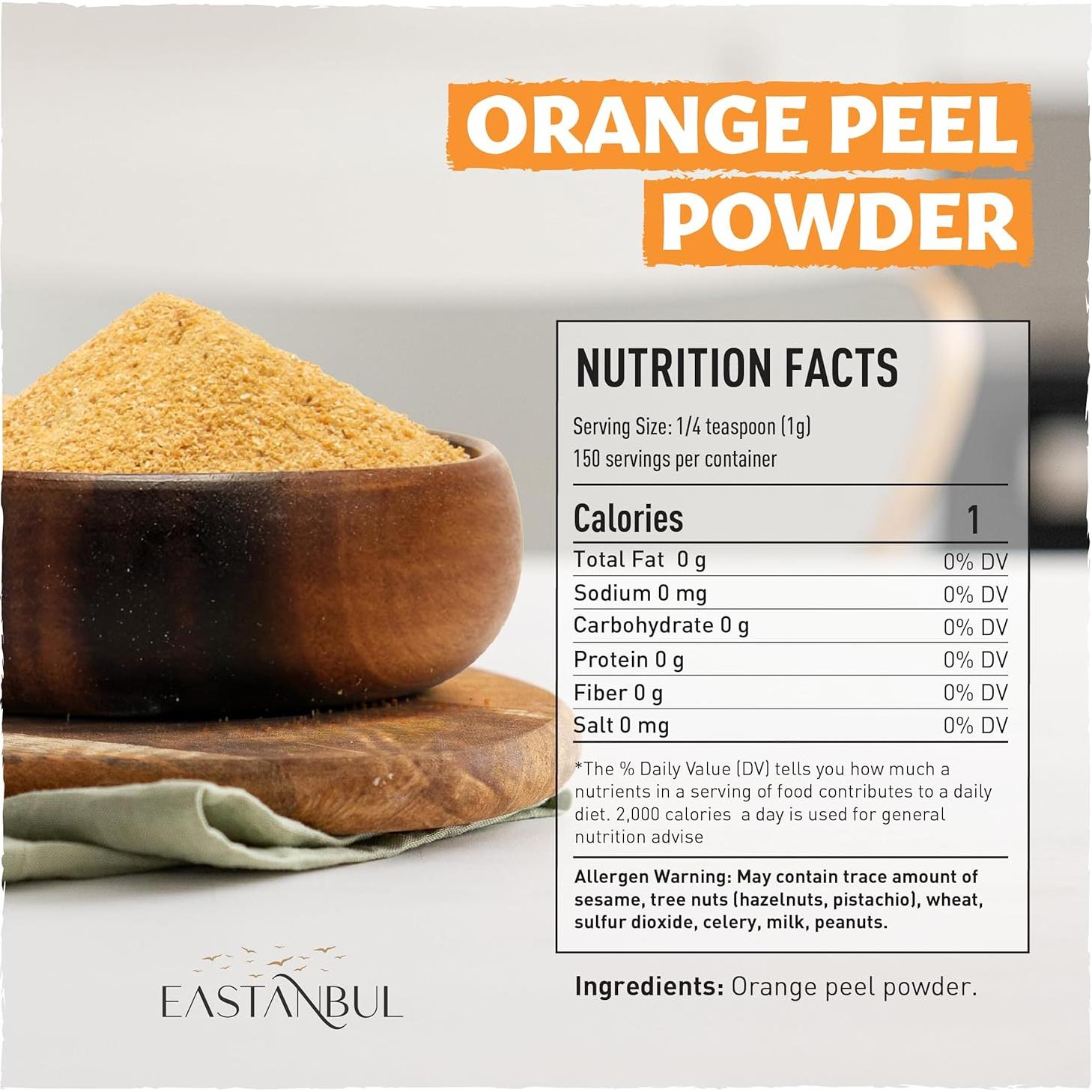 Polvo de Cáscara de Naranja Eastanbul 150g - Sabor Natural Vegano