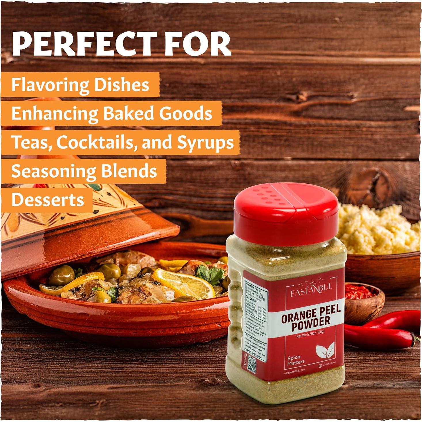 Polvo de Cáscara de Naranja Eastanbul 150g - Sabor Natural Vegano