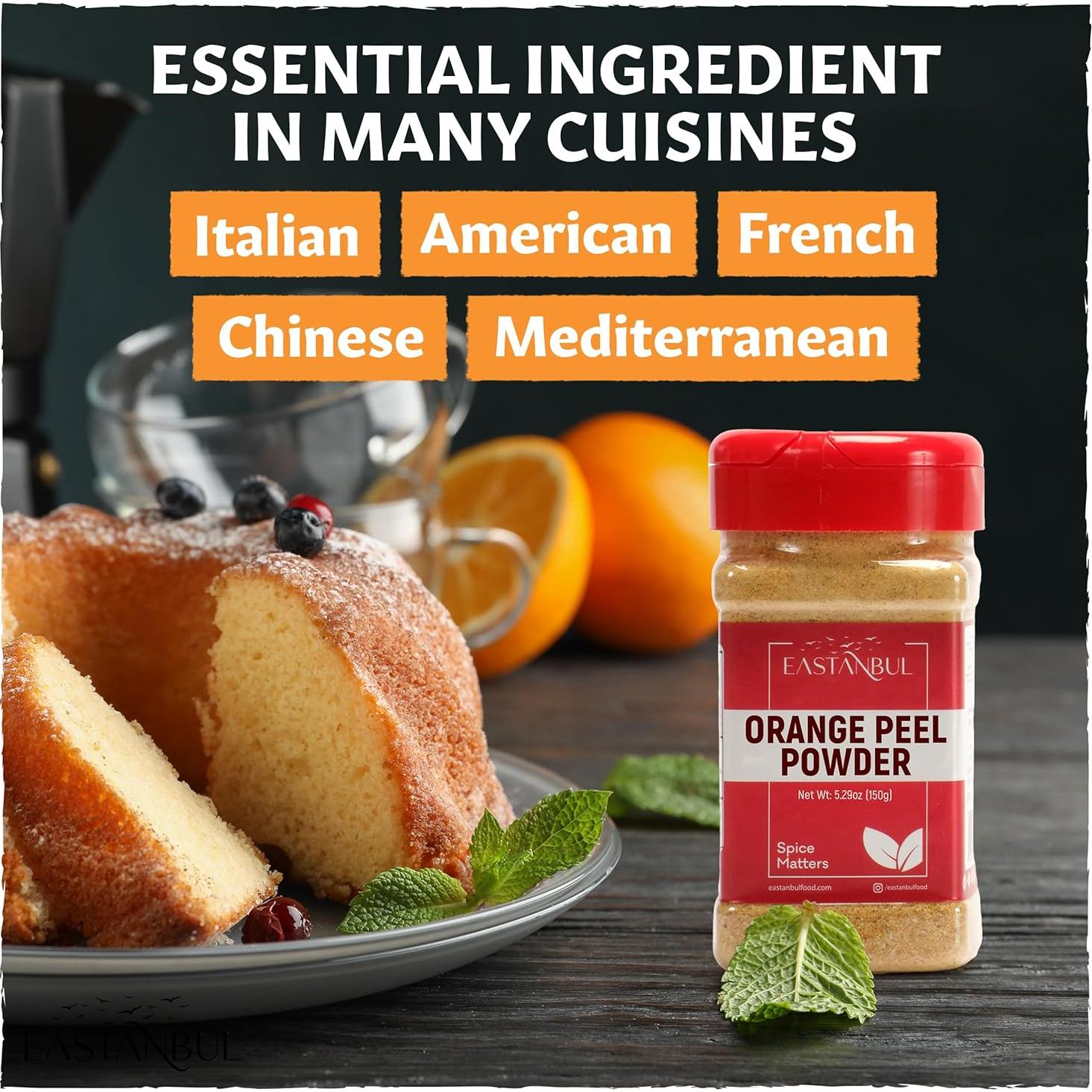 Polvo de Cáscara de Naranja Eastanbul 150g - Sabor Natural Vegano