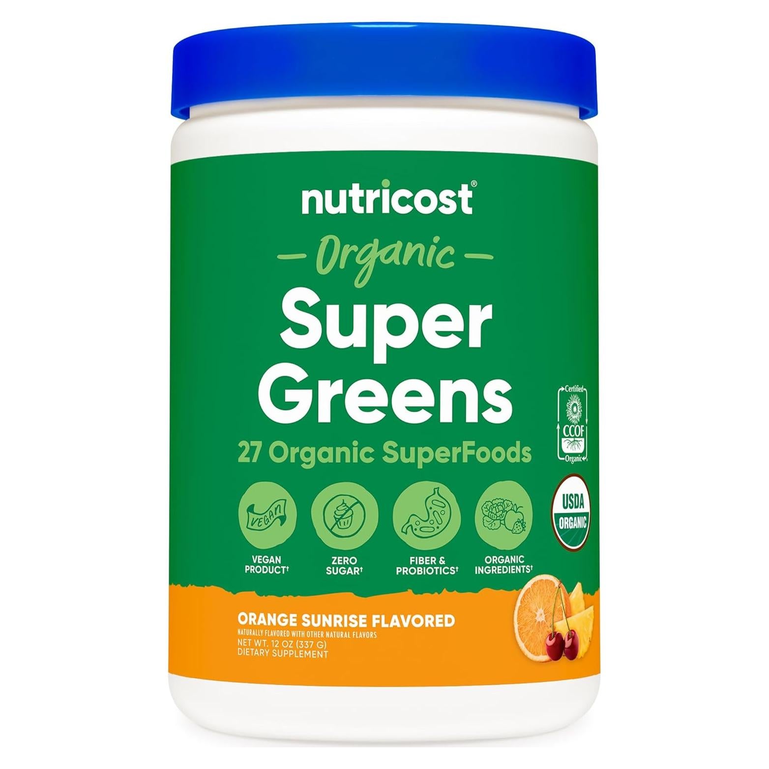 Polvo Super Verdes Orgánicos Nutricost 341g Sabor Naranja