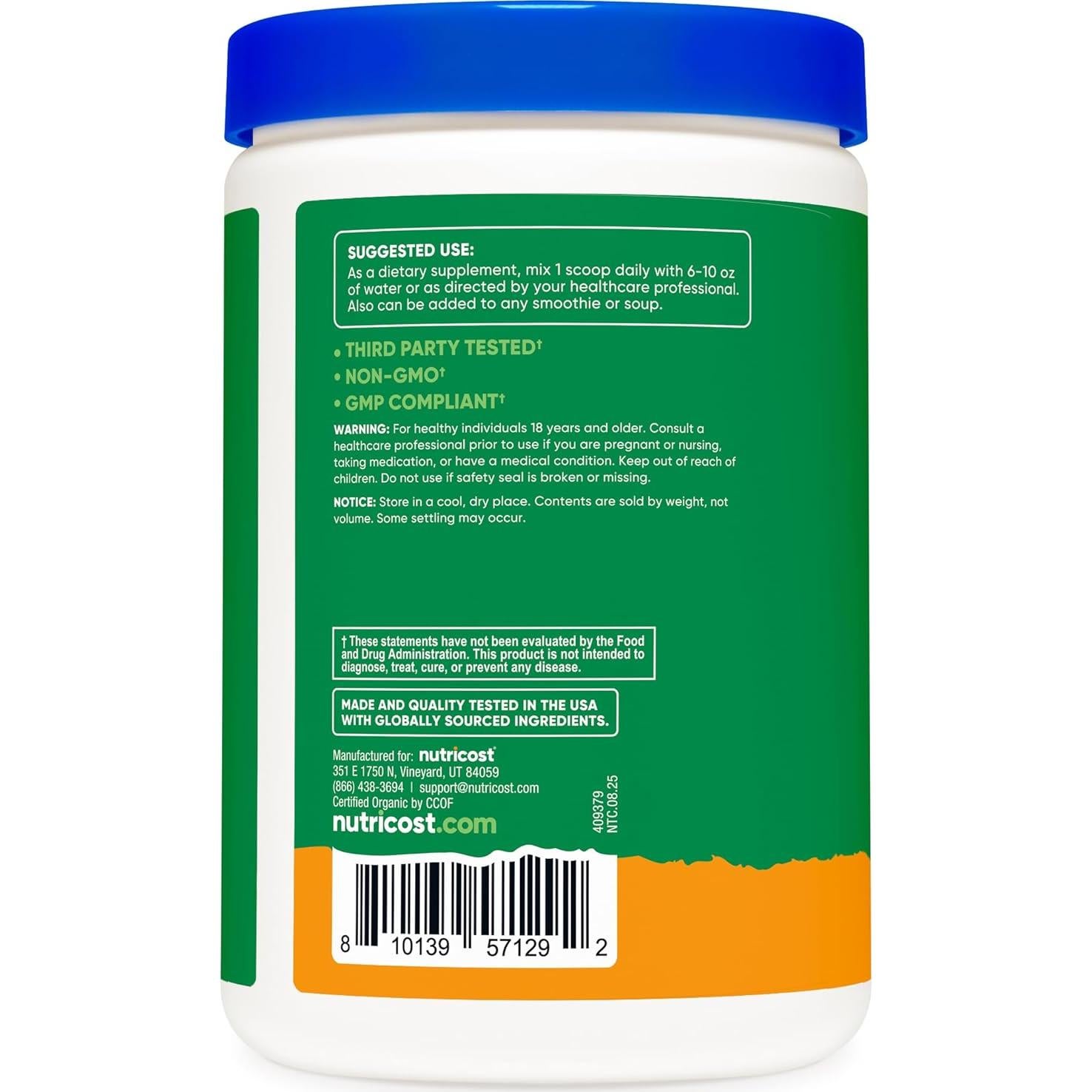 Polvo Super Verdes Orgánicos Nutricost 341g Sabor Naranja