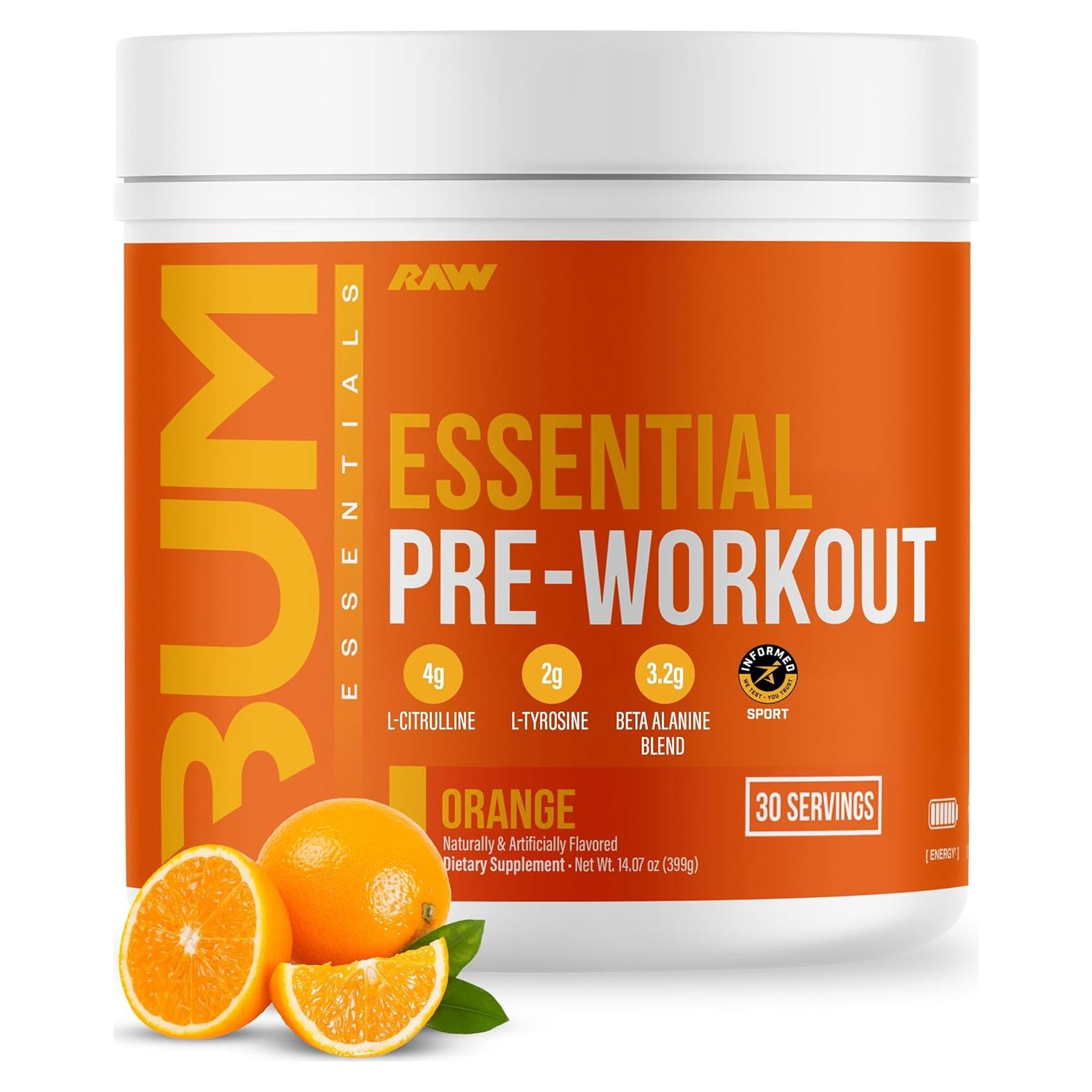RAW Esencial Polvo Pre-Entrenamiento Naranja - 30 Porciones