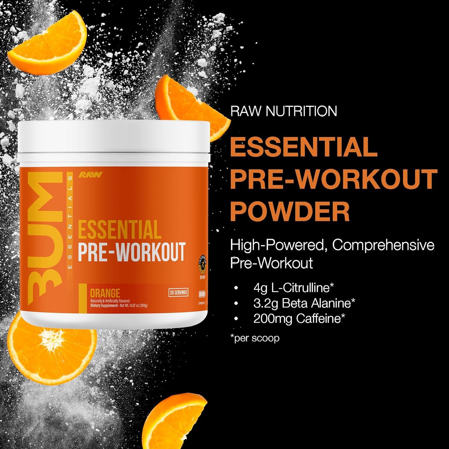 RAW Esencial Polvo Pre-Entrenamiento Naranja - 30 Porciones