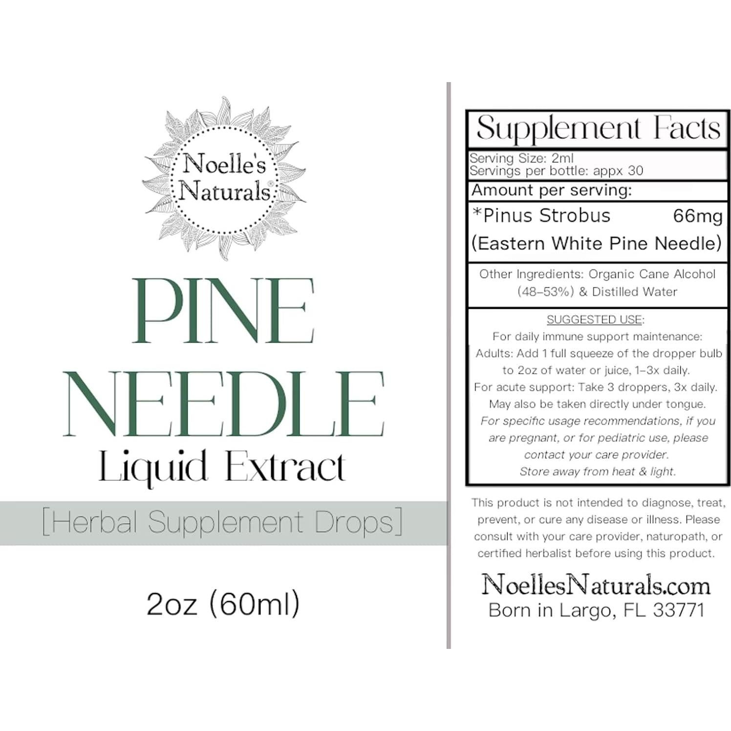 Extracto de Aguja de Pino Blanco del Este Noelle's Naturals - 56.7g - Soporte Inmunológico