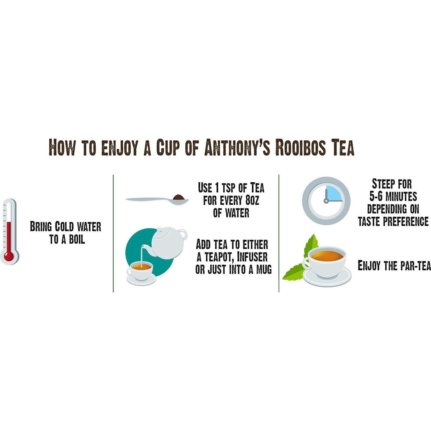 Té Rooibos Rojo Orgánico Anthony's 0.45 kg Sin Gluten