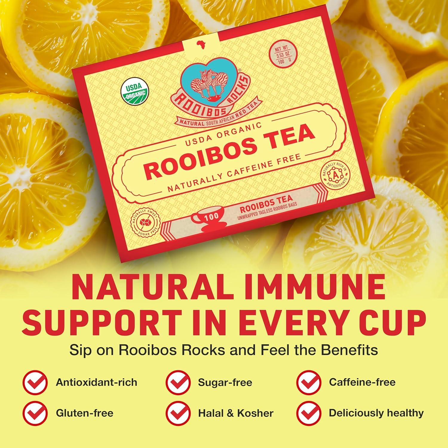 Té Rooibos Rojo Orgánico 100 Bolsitas Sin Cafeína - Premium