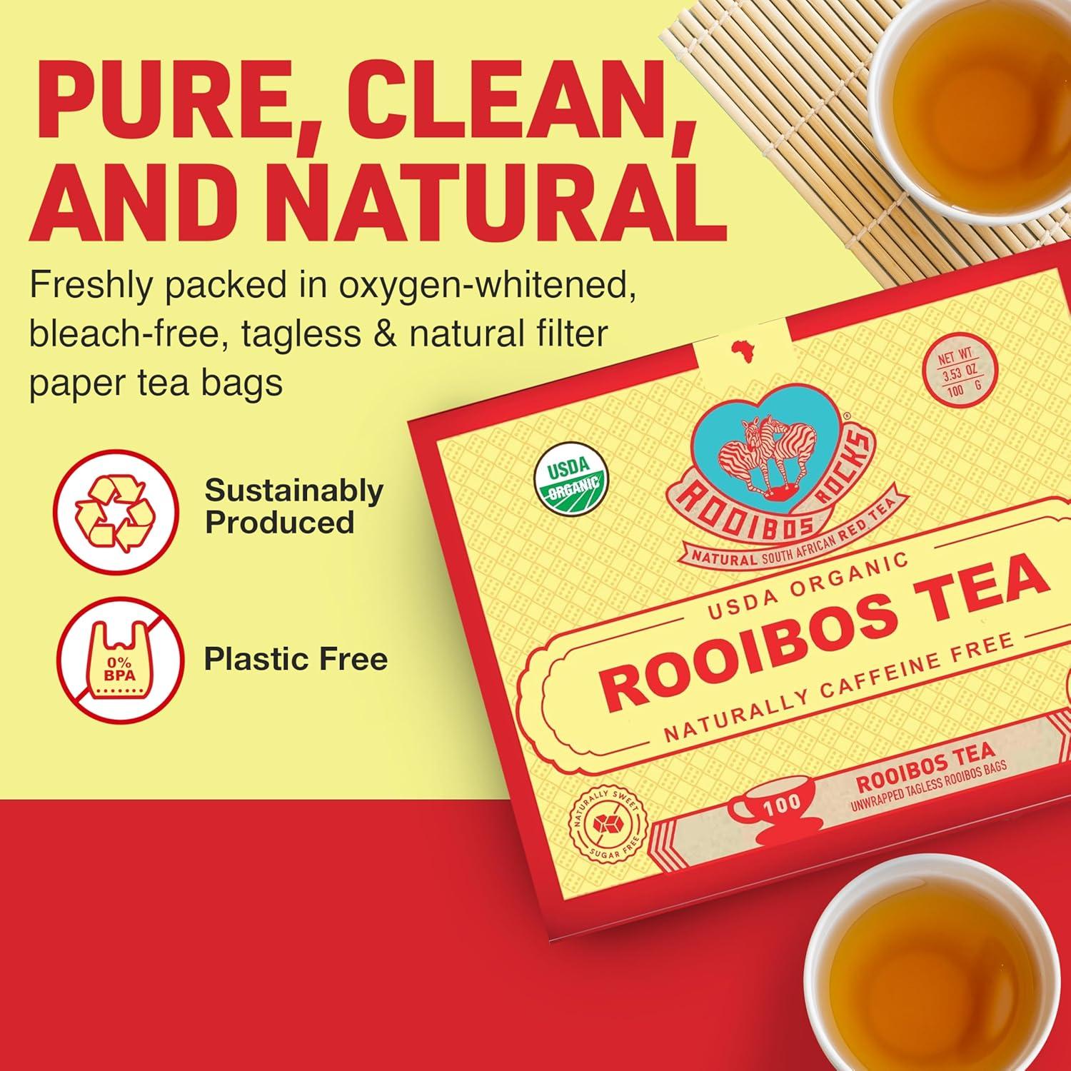 Té Rooibos Rojo Orgánico 100 Bolsitas Sin Cafeína - Premium