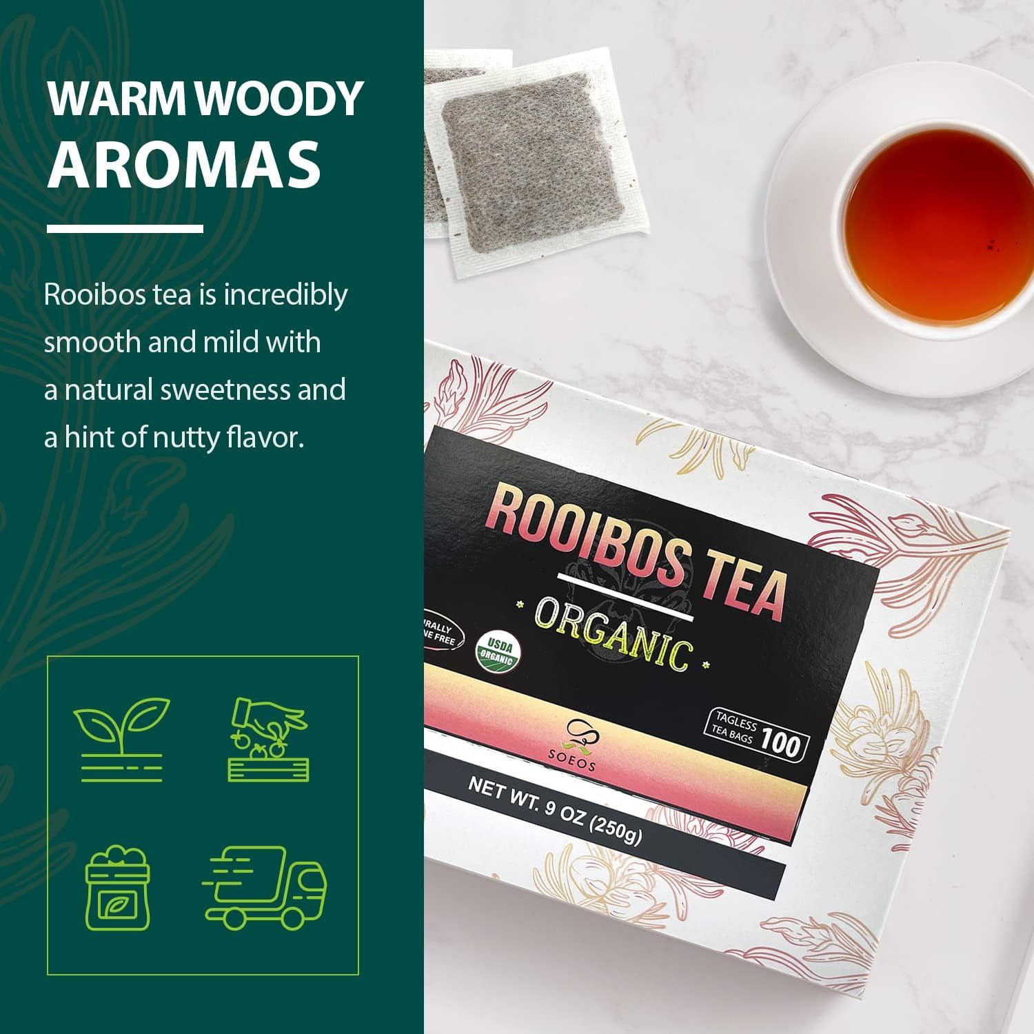 Té Rooibos Orgánico Soeos 250g - 100 Bolsitas Sin Cafeína