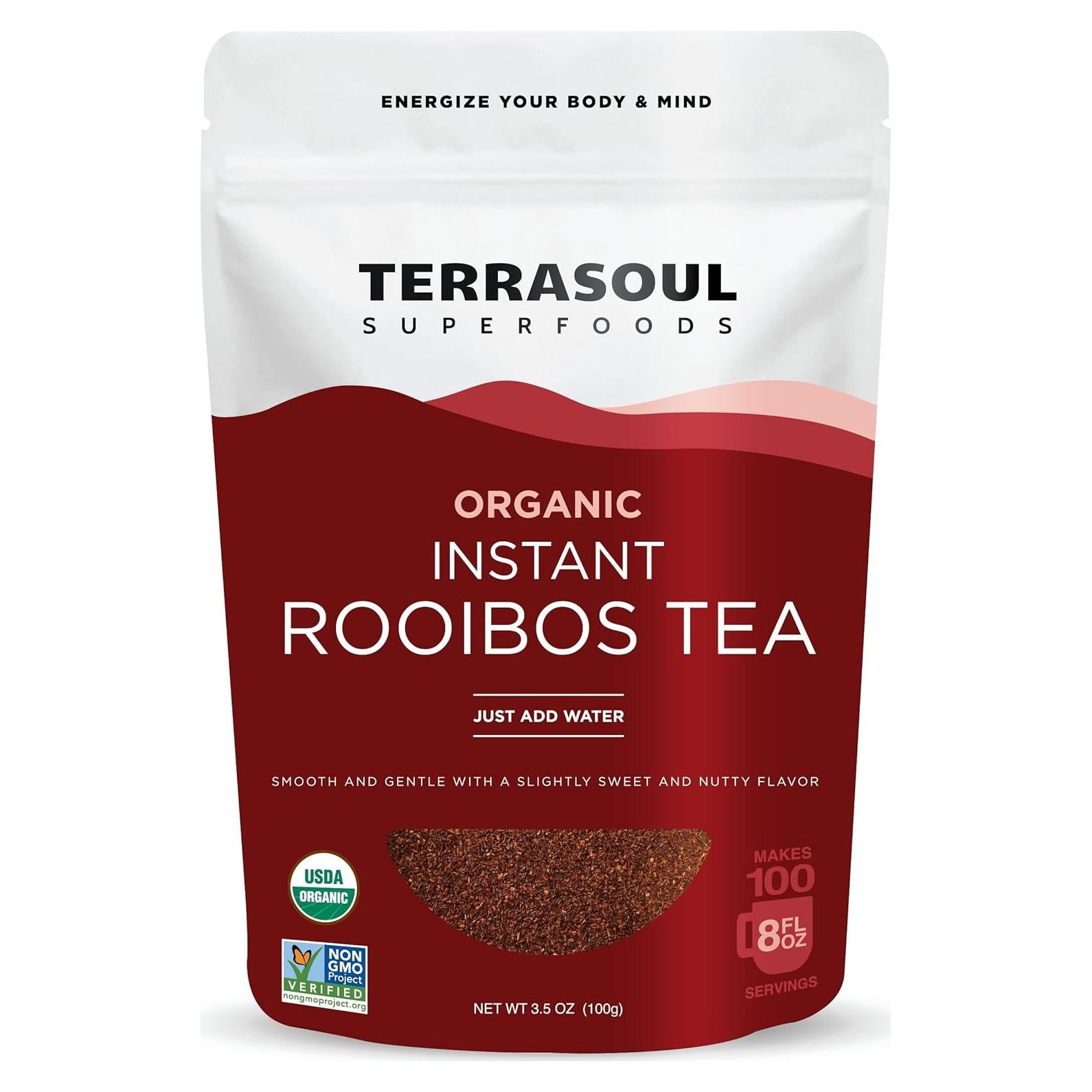 Té Rooibos Instantáneo Orgánico Terrasoul 99.22g - Sin Cafeína