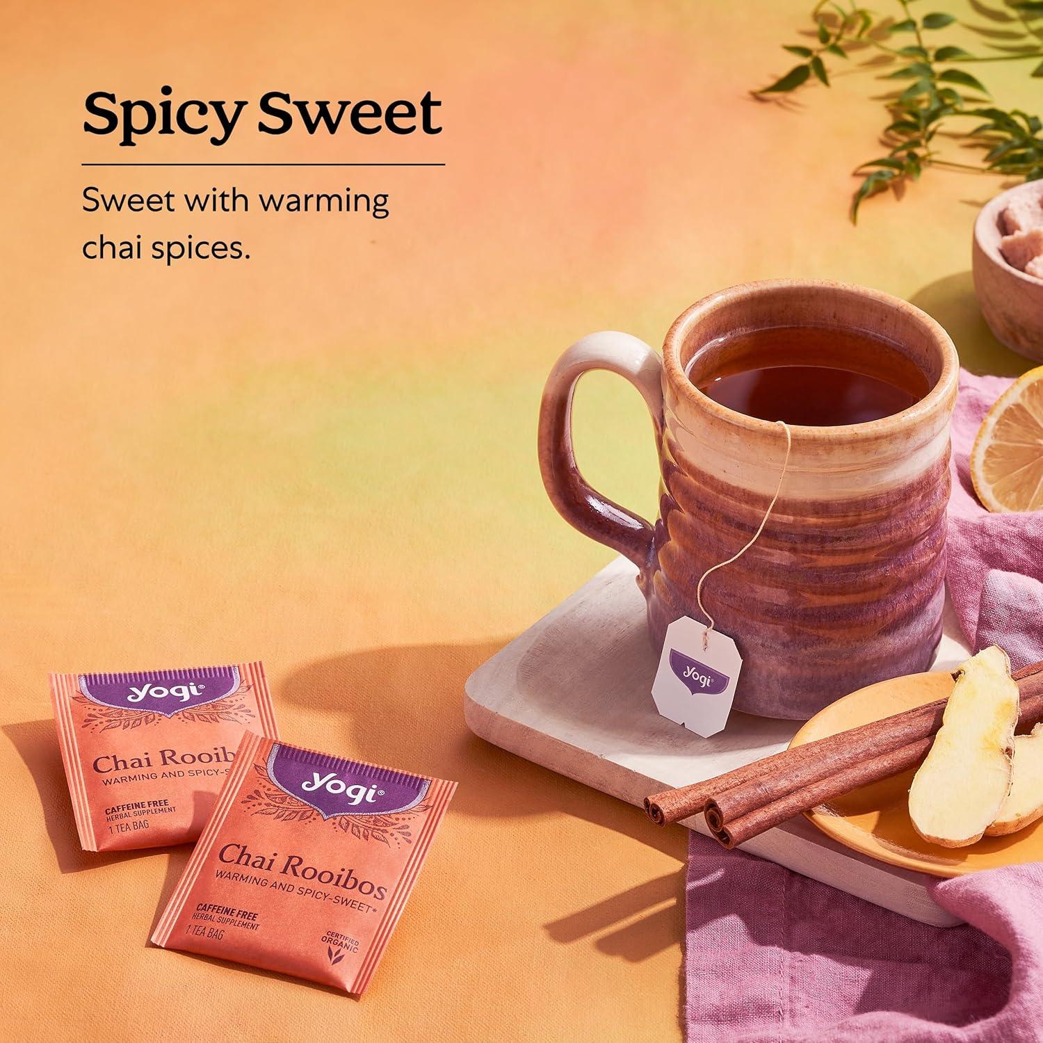 Té Rooibos Chai Orgánico Yogi - 64 Bolsas - Sin Cafeína