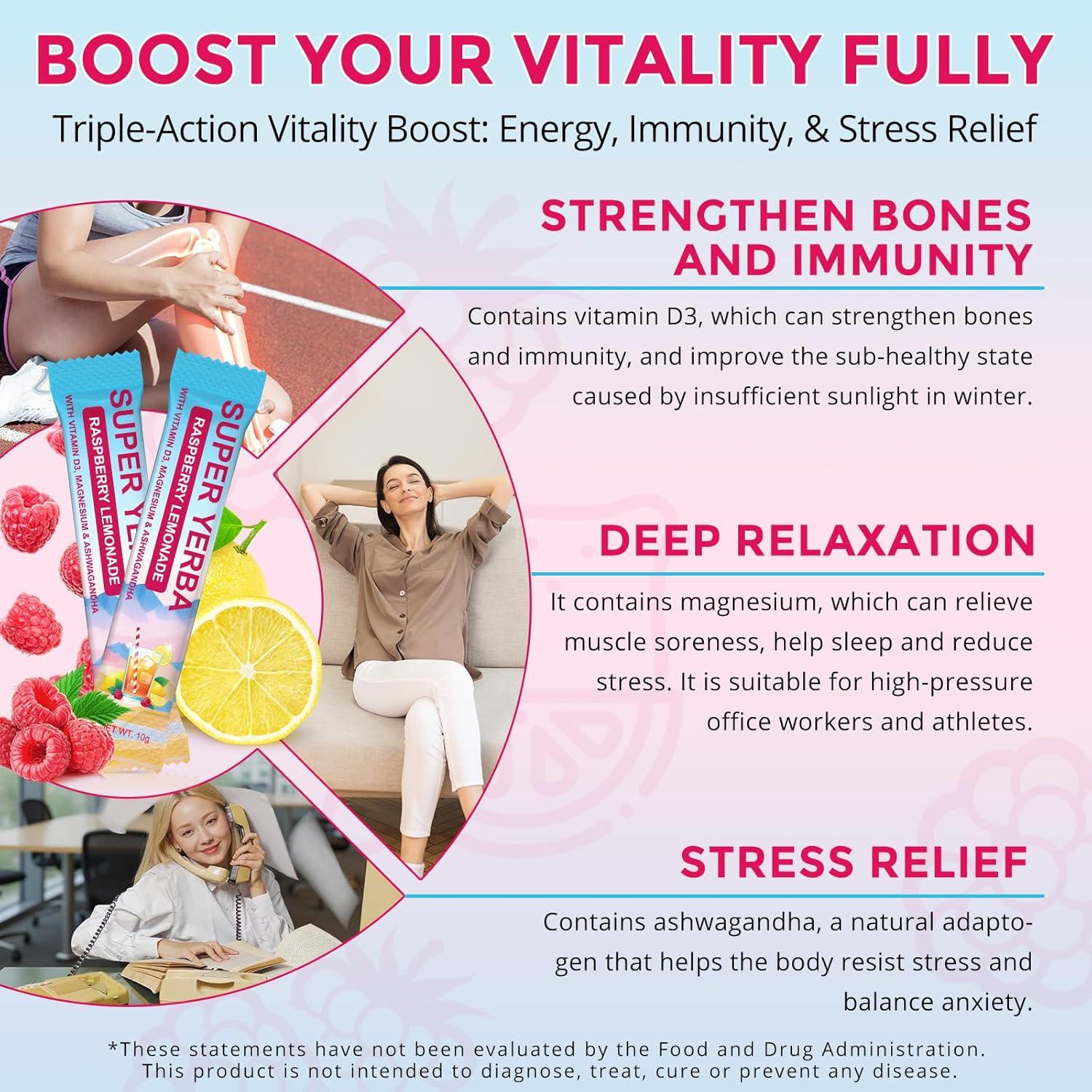 Yerba Mate Instantáneo en Polvo HBIKCLYC Sabor Frambuesa-Limón 30 Porciones