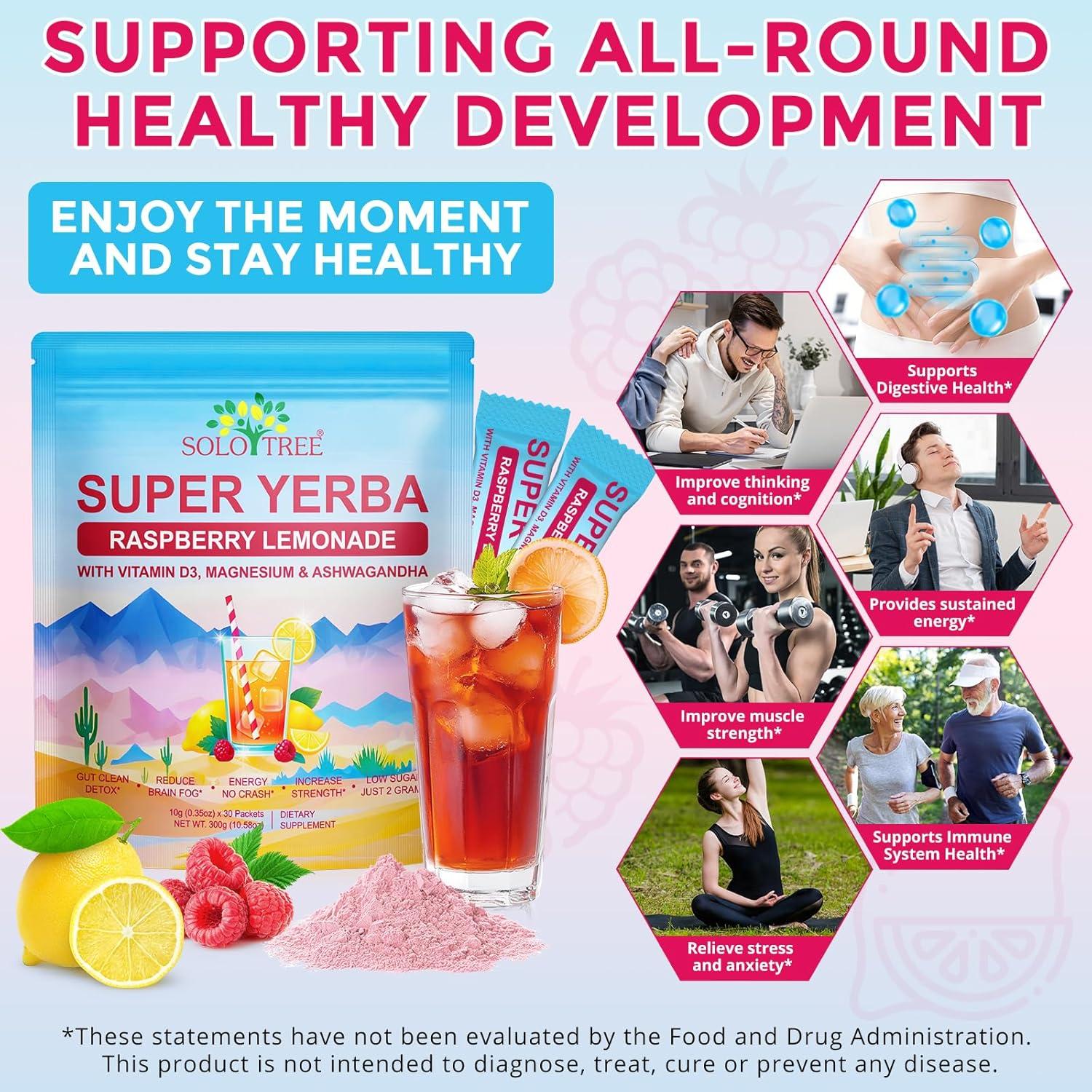 Yerba Mate Instantáneo en Polvo HBIKCLYC Sabor Frambuesa-Limón 30 Porciones