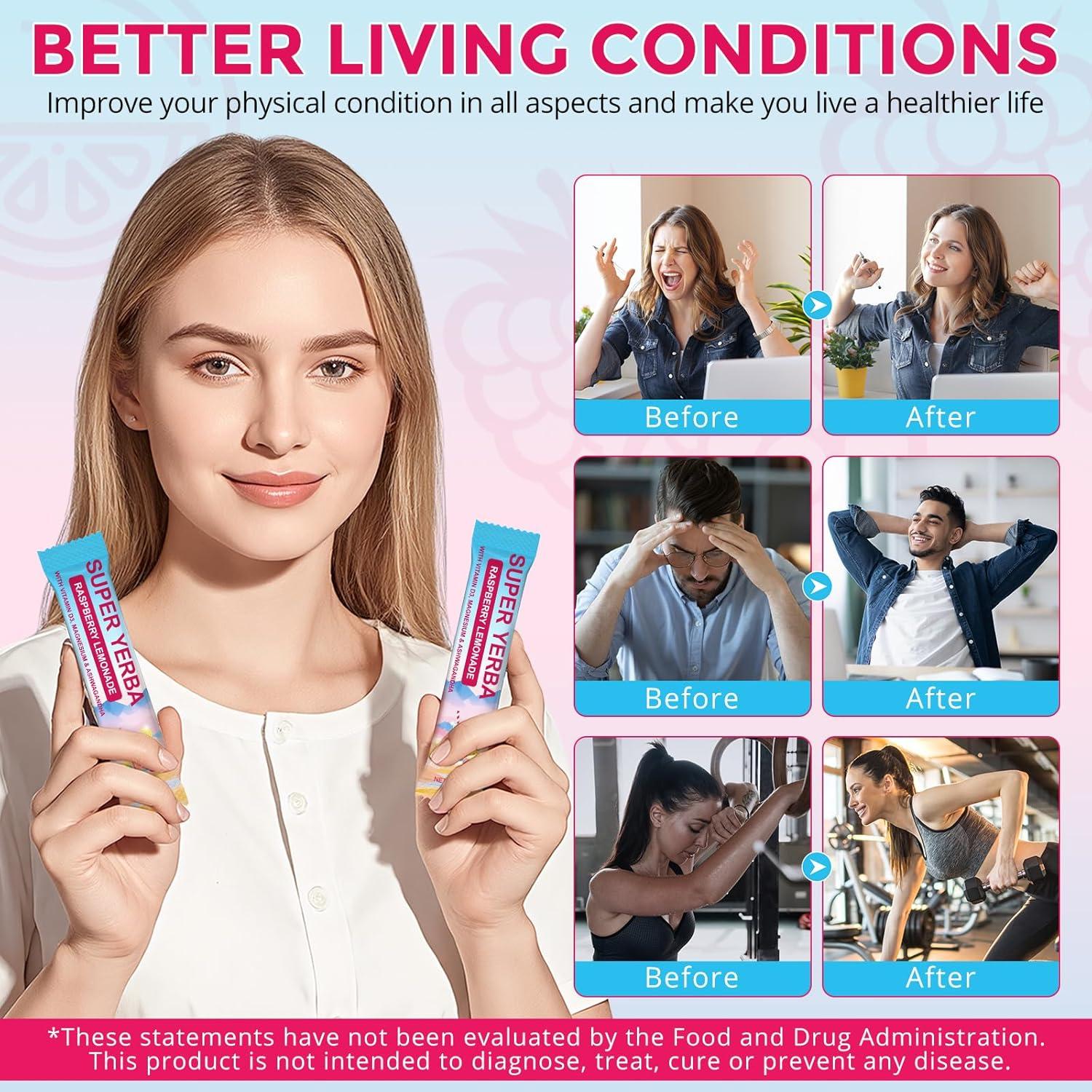 Yerba Mate Instantáneo en Polvo HBIKCLYC Sabor Frambuesa-Limón 30 Porciones