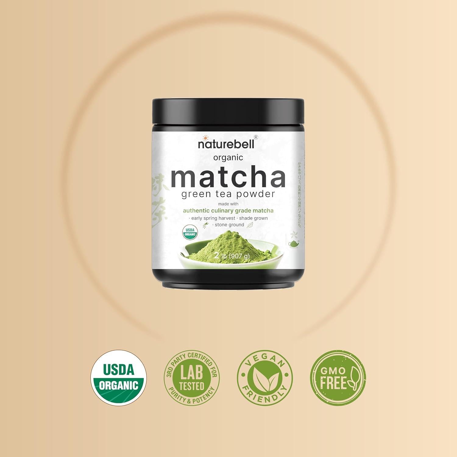 Polvo de Té Verde Matcha Orgánico Naturebell 907g Sin Azúcar
