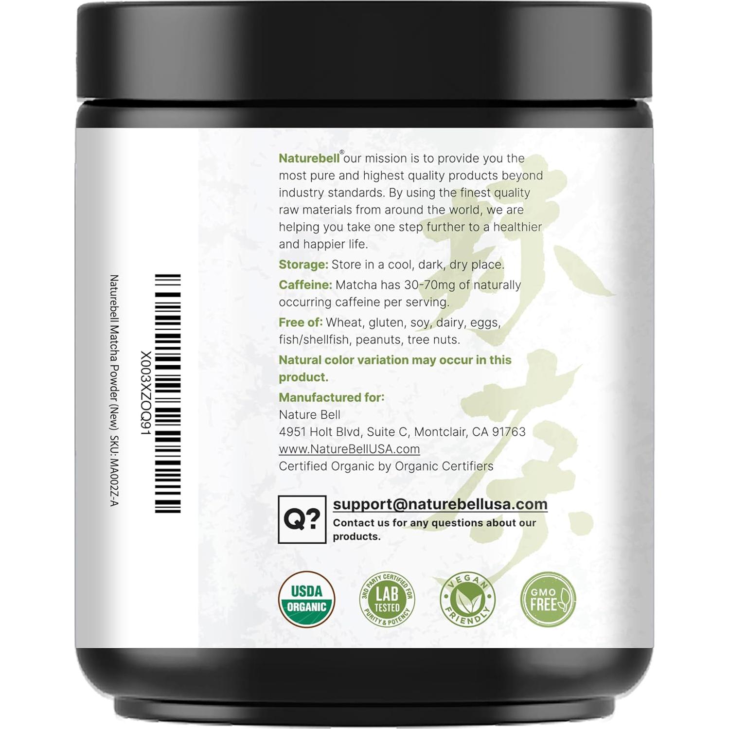 Polvo de Té Verde Matcha Orgánico Naturebell 907g Sin Azúcar