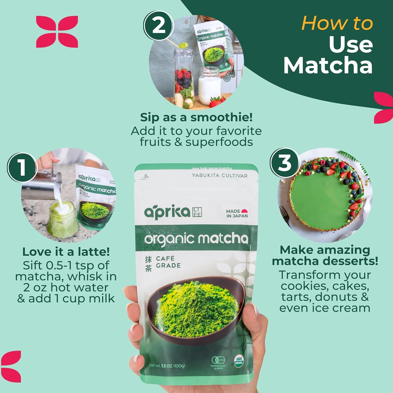 Polvo de Matcha Orgánico AprikaLife 100g - Grado Café Japonés