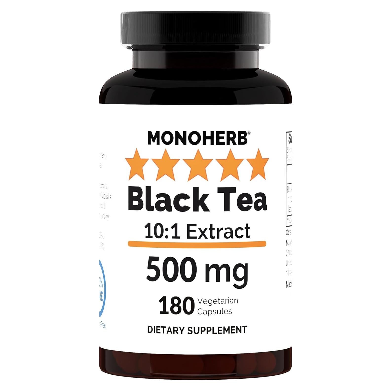 Extracto de Té Negro Monoherb 500 mg - 180 Cápsulas Puras