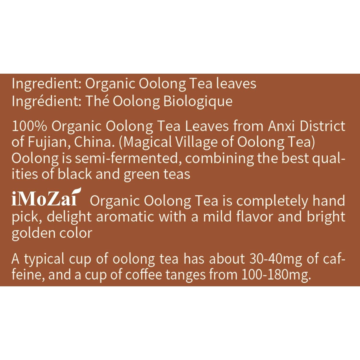 Té Oolong Orgánico Imozai 100 Bolsitas Individuales