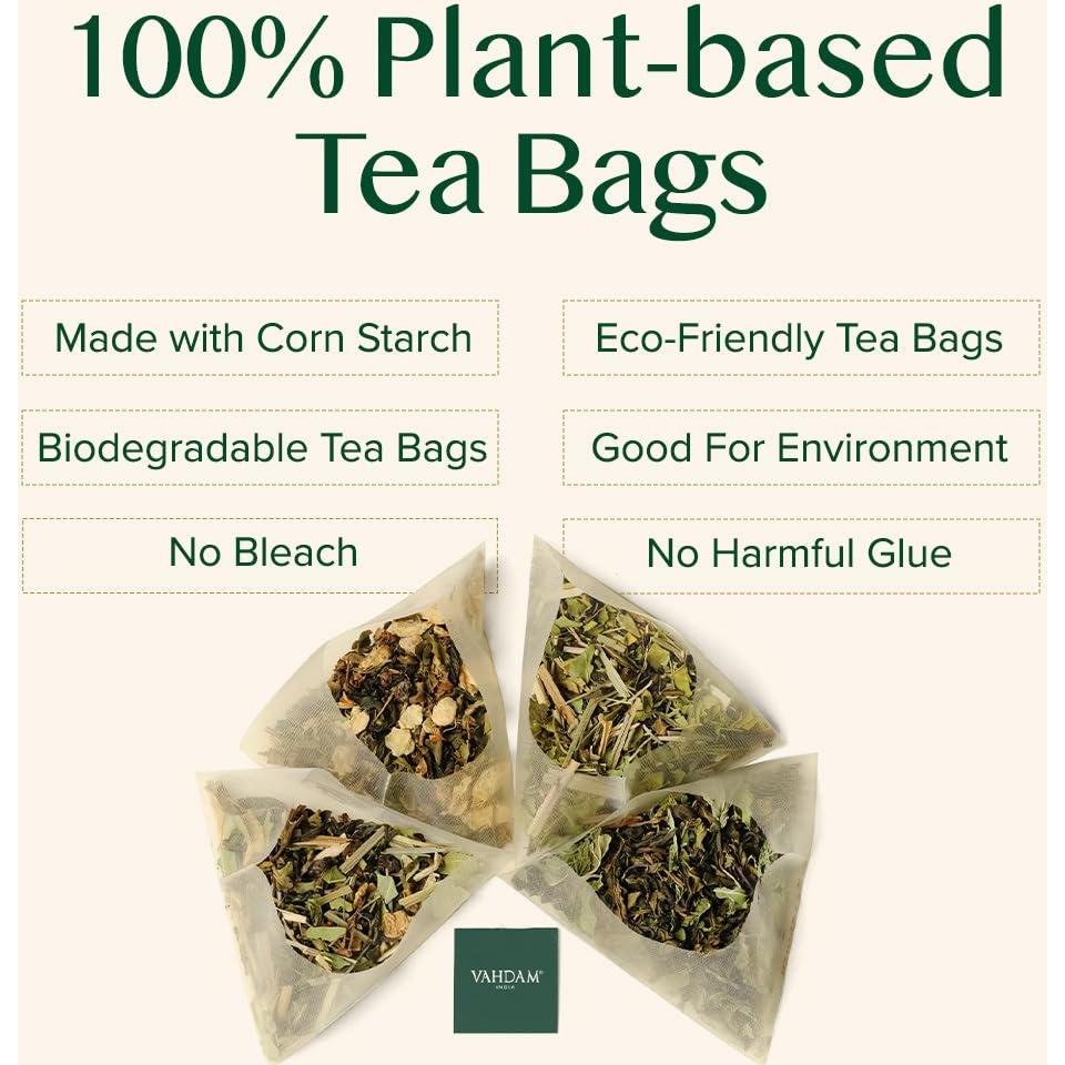 Té Negro Exótico VAHDAM Assam 100 Bolsitas Pirámide Sin Gluten