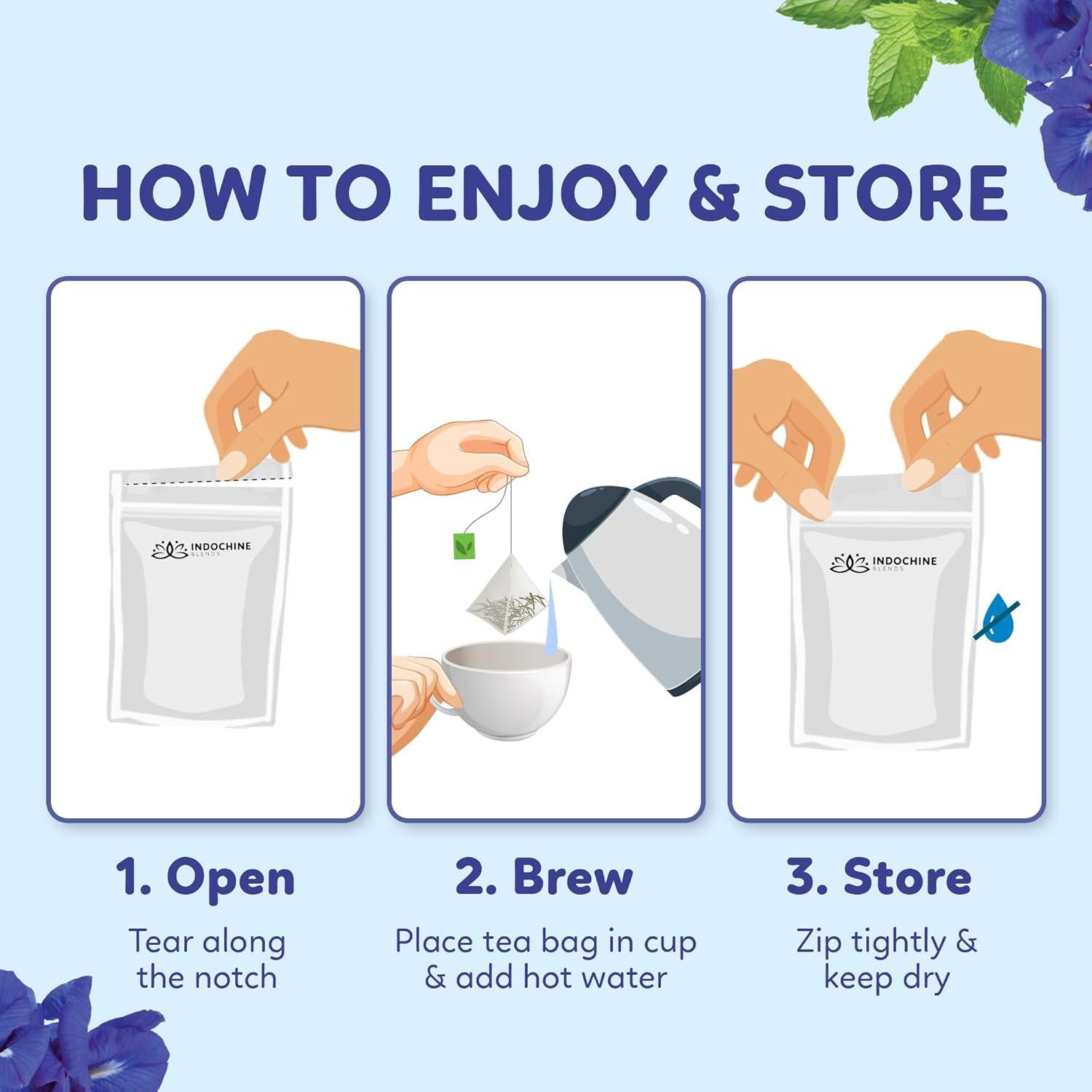 Té Herbal Refrescante Indochine Blends 125g - 50 Bolsitas Pirámide