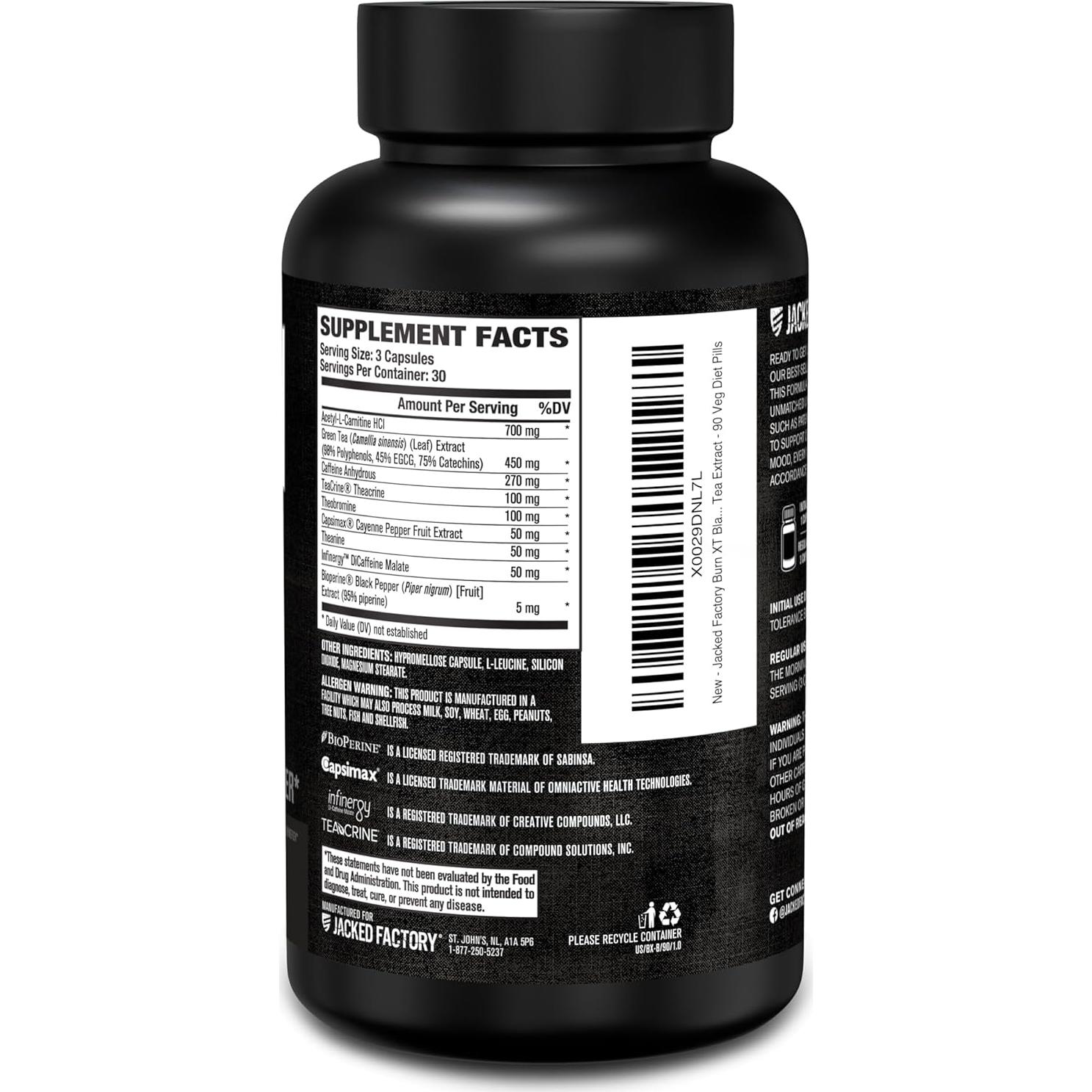 Suplemento Termogénico Jacked Factory Burn XT 90 Cápsulas