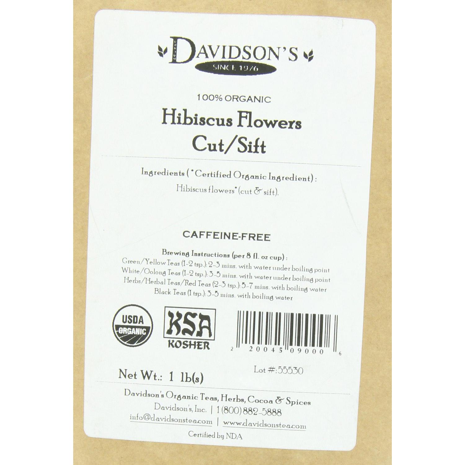 Flores de Hibisco Orgánico a Granel Davidson 453.6g