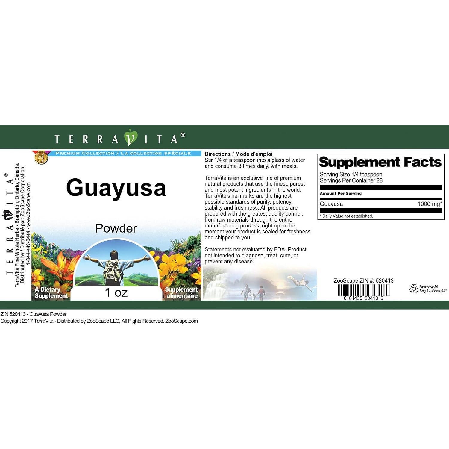 Polvo de Guayusa TerraVita 28 g - Sin Rellenos