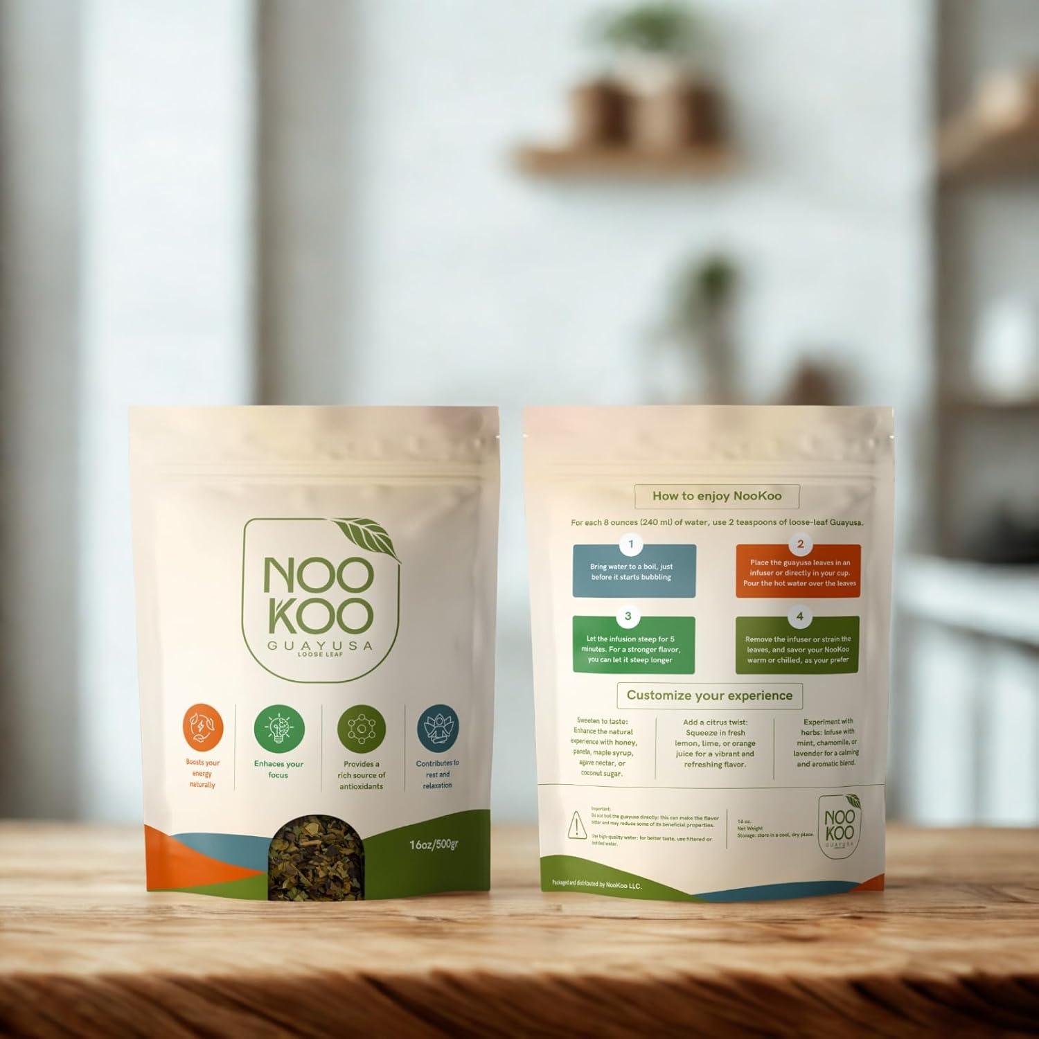 Té de Hoja Suelta Orgánico NooKoo Guayusa 453g - Energía Suave