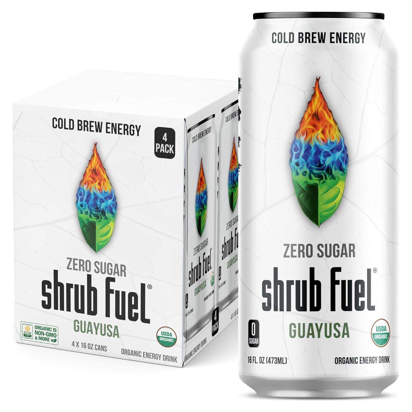 Bebida Energética Orgánica Guayusa Shrub Fuel Sin Azúcar 4 Latas