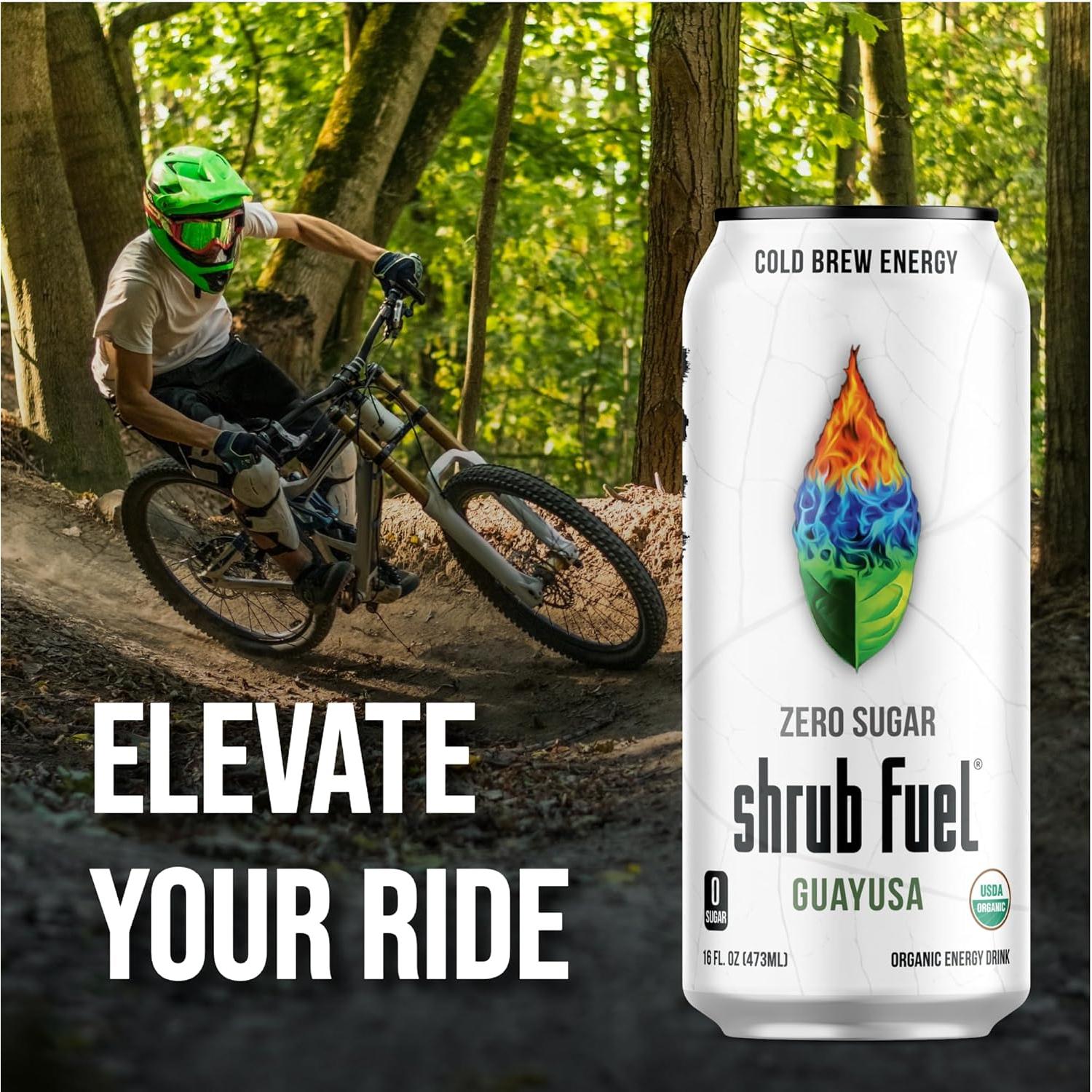 Bebida Energética Orgánica Guayusa Shrub Fuel Sin Azúcar 4 Latas