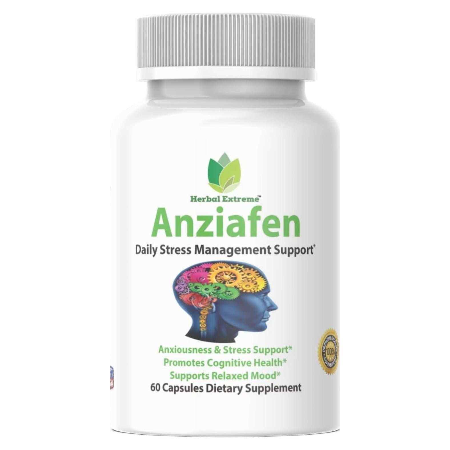 Suplemento Herbal Anziafen 60 Cápsulas 831 mg Antiestrés