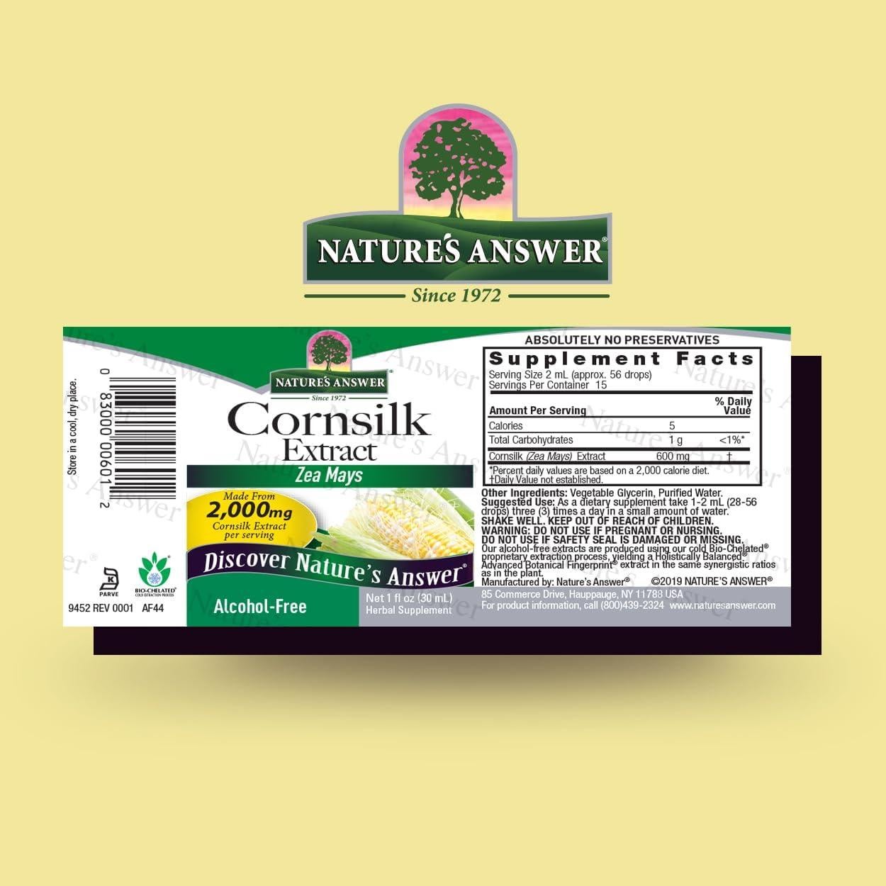 Extracto de Seda de Maíz Nature's Answer 2000mg Sin Alcohol