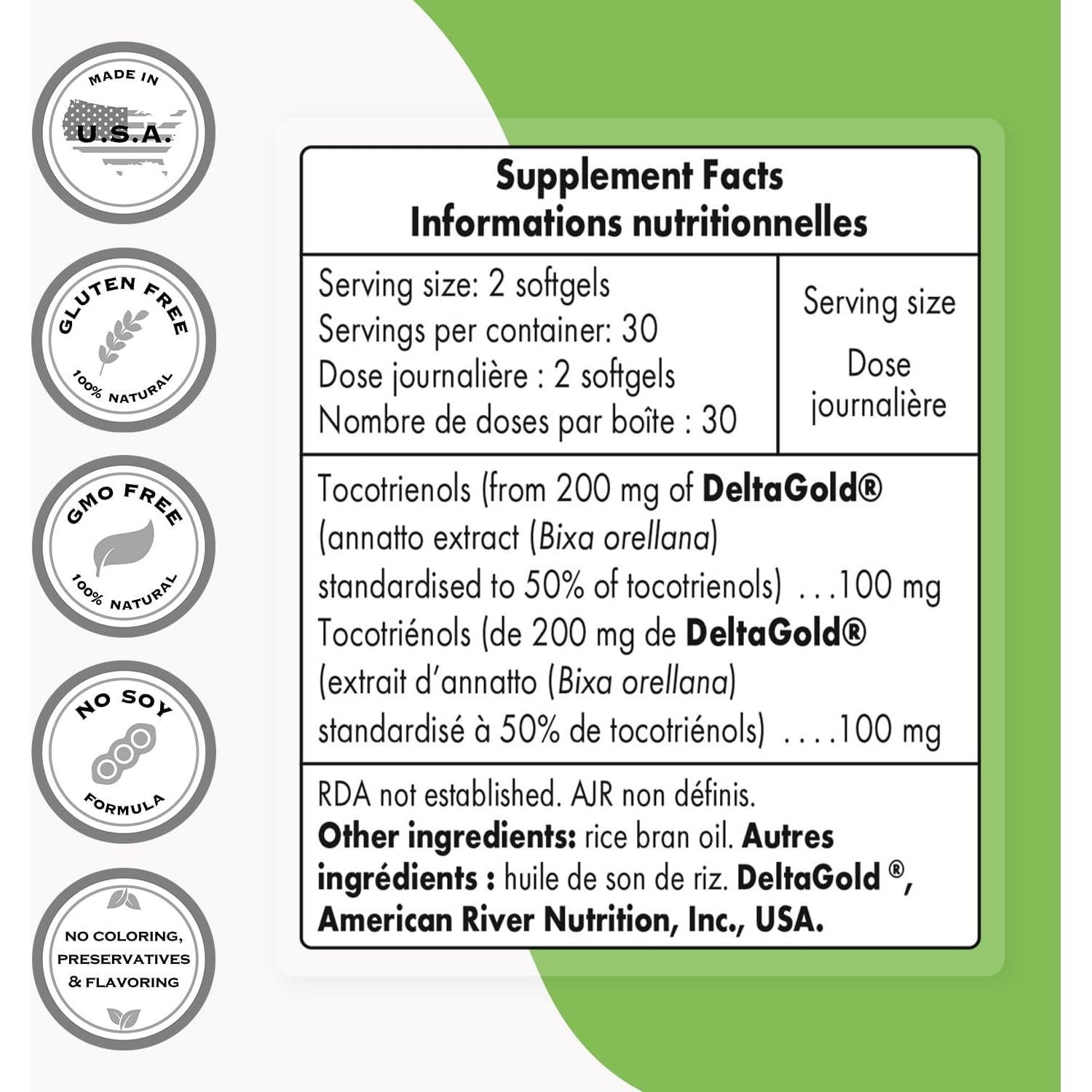 Suplemento de Tocotrienoles DeltaGold 100mg - Supersmart