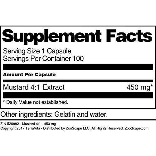 Cápsulas de Mostaza 4:1 TerraVita 450 mg - 100 Unidades