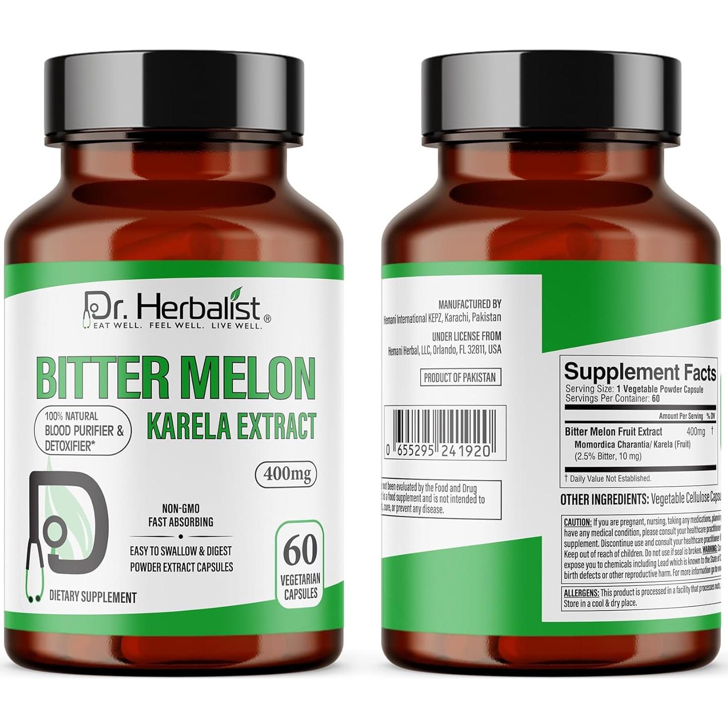 Extracto de Melón Amargo Dr. HERBALIST 400mg - 60 Cápsulas Veganas