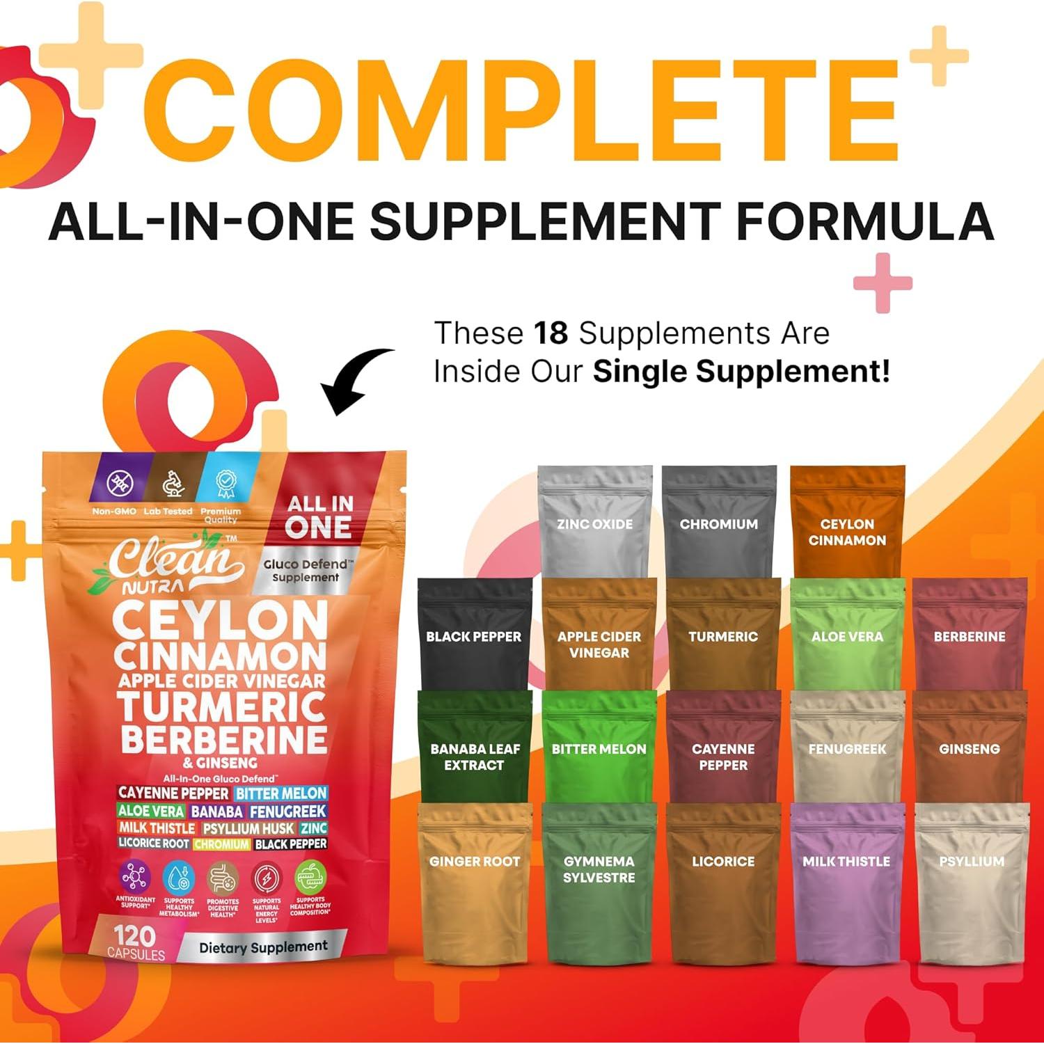 Cápsulas de Canela de Ceilán Clean Nutra 120 Pastillas