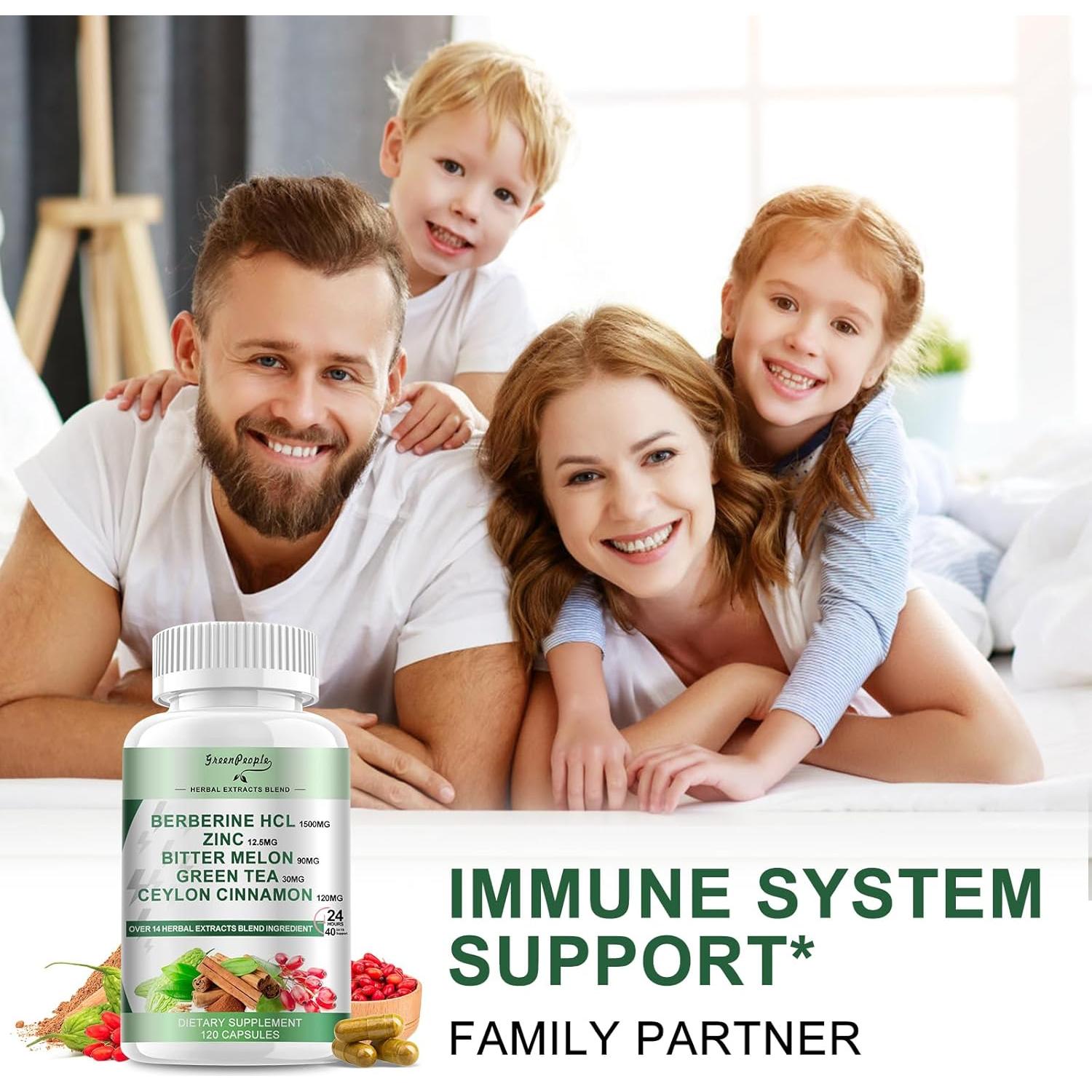 Suplemento de Berberina Greenpeople 240 Cápsulas 1500mg