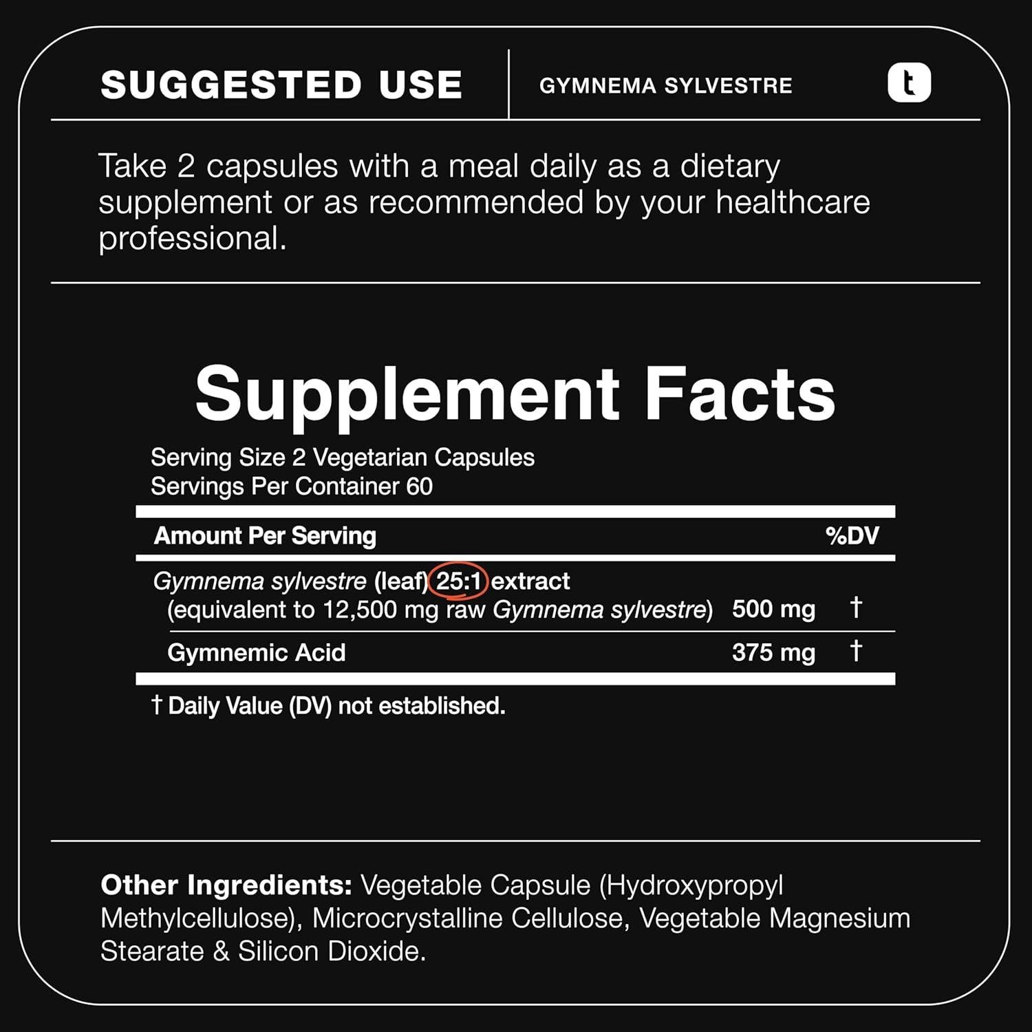 Toniiq Gymnema Sylvestre 500mg - Extracto 25:1 Vegano 120 Cápsulas