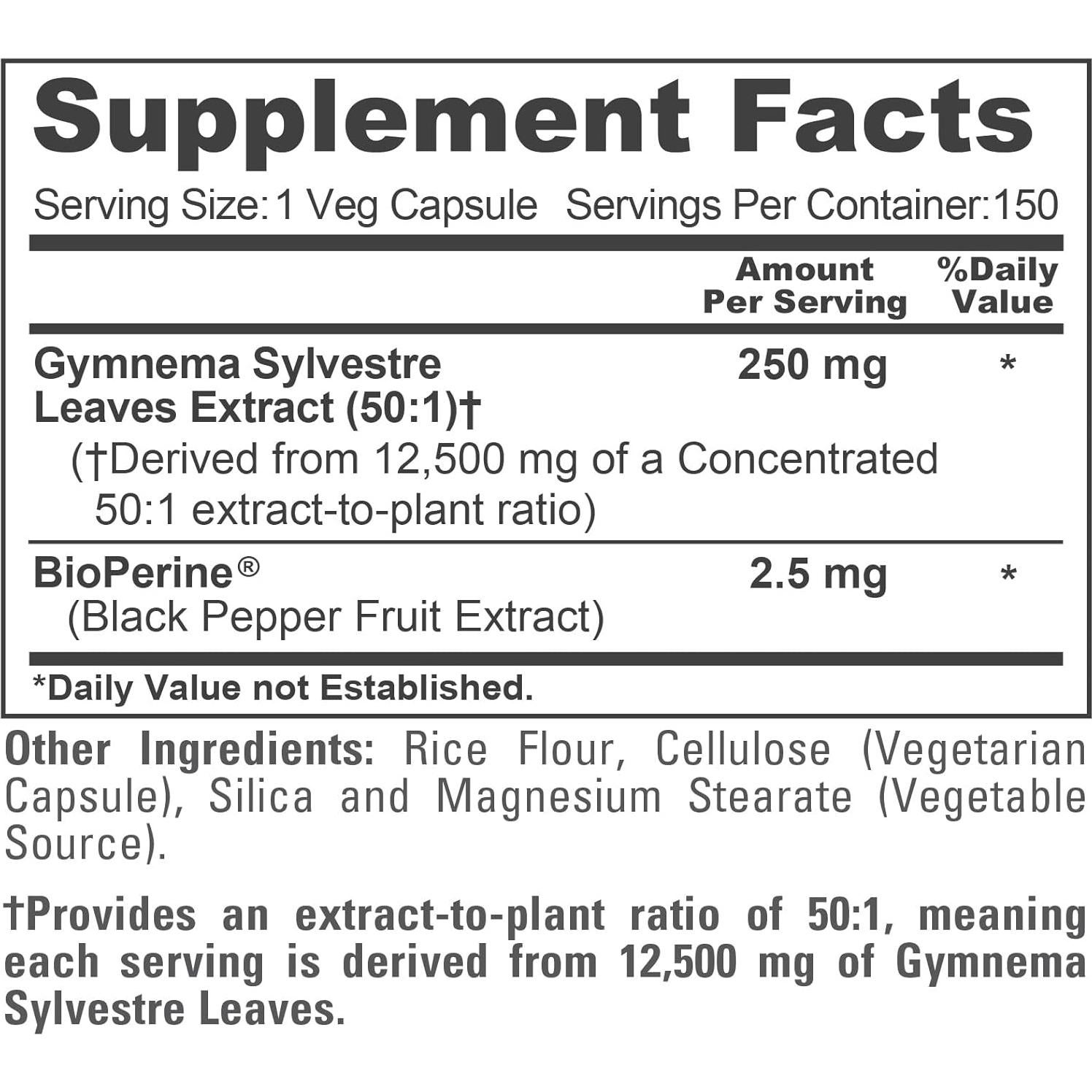 Extracto de Gymnema Sylvestre NusaPure 250 mg 150 cápsulas veganas