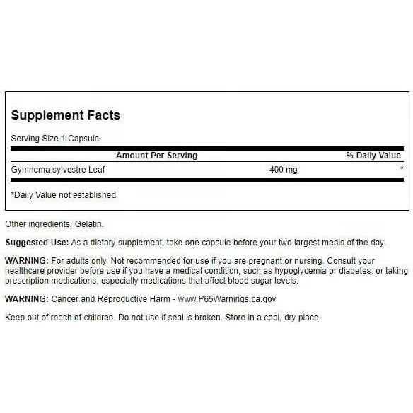 Cápsulas de Gymnema Sylvestre Swanson - 100 Unidades