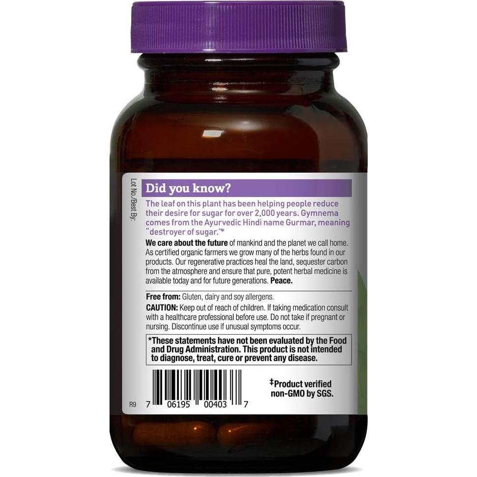 Suplemento Herbal Gymnema Oregon's Wild Harvest 60 Cápsulas Veganas