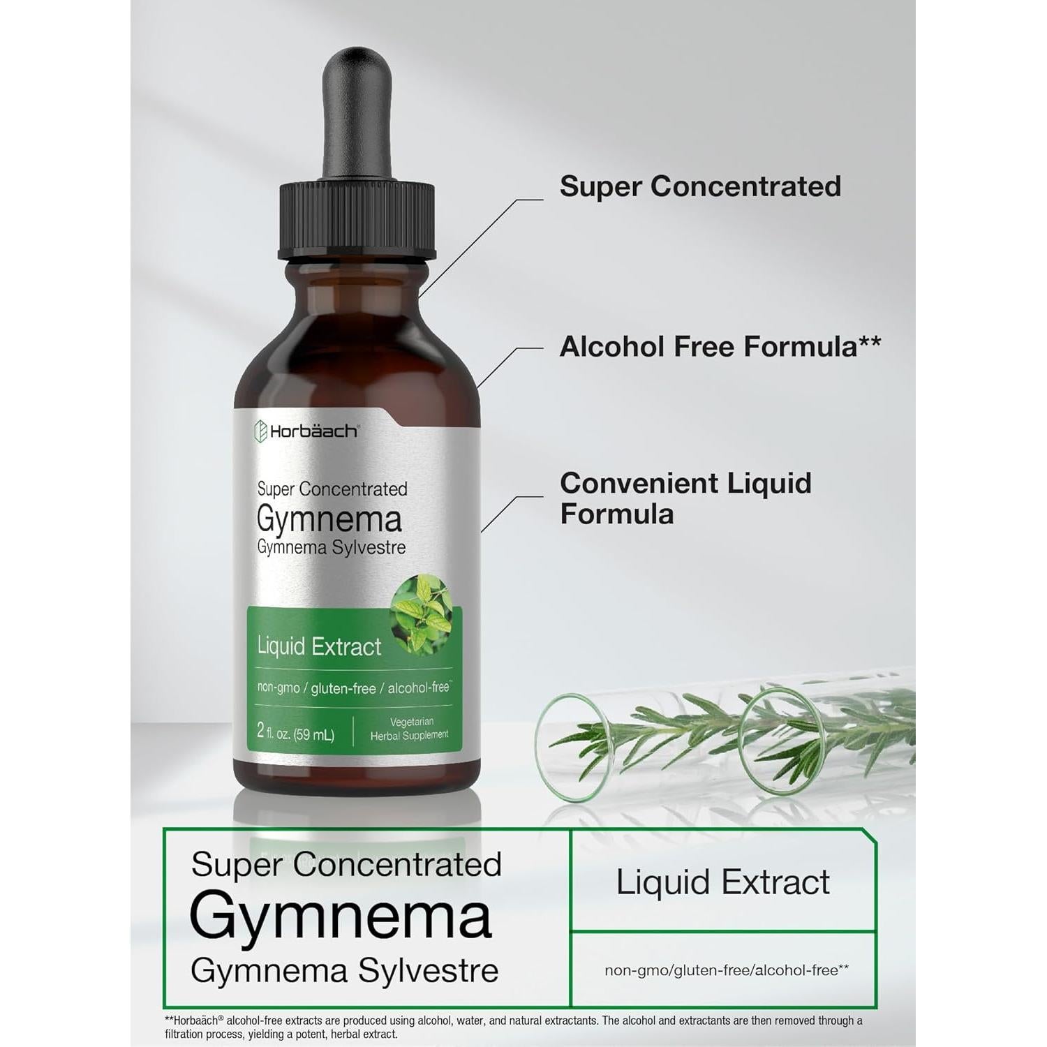 Extracto Líquido de Gymnema Sylvestre Horbaach 60 ml Sin Alcohol