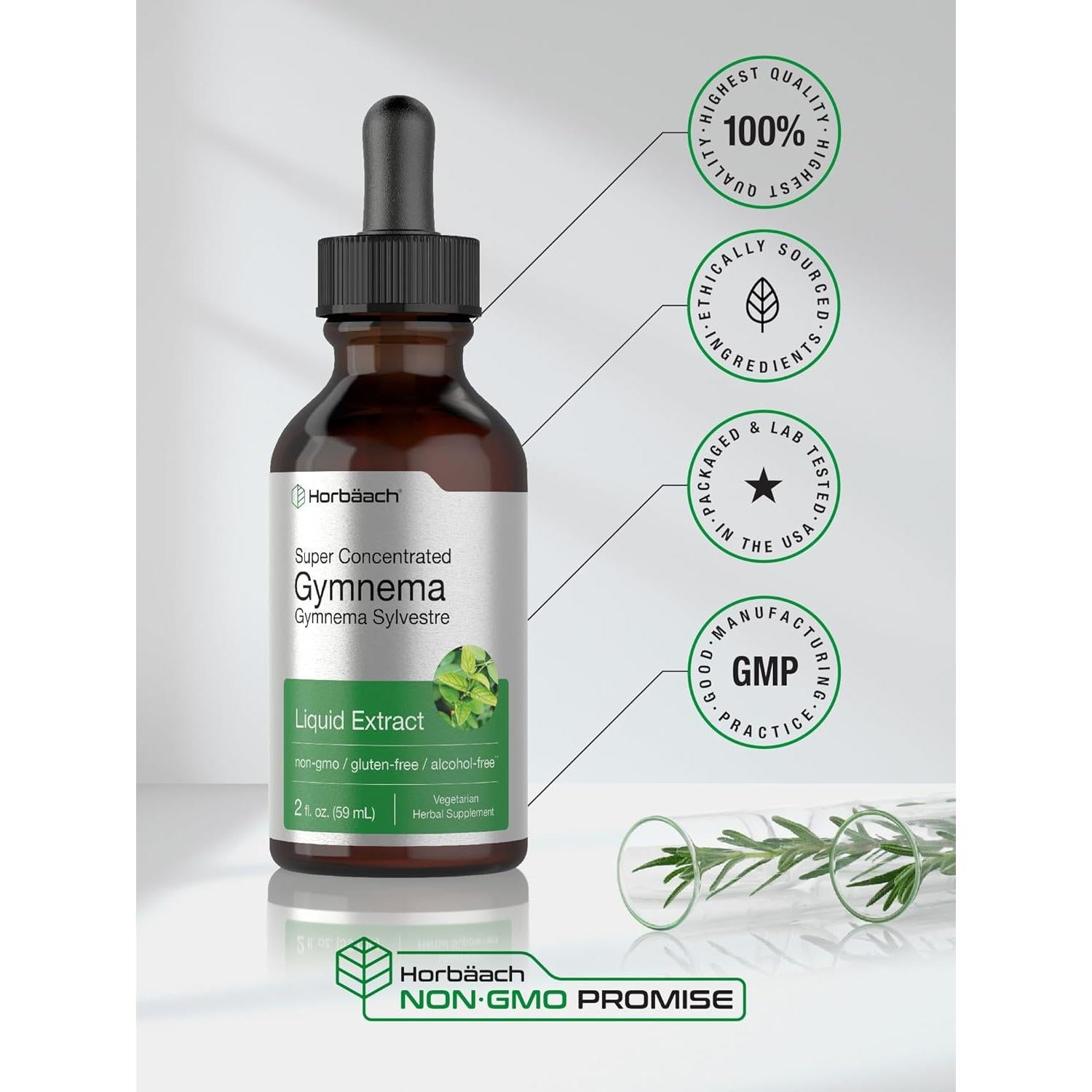 Extracto Líquido de Gymnema Sylvestre Horbaach 60 ml Sin Alcohol