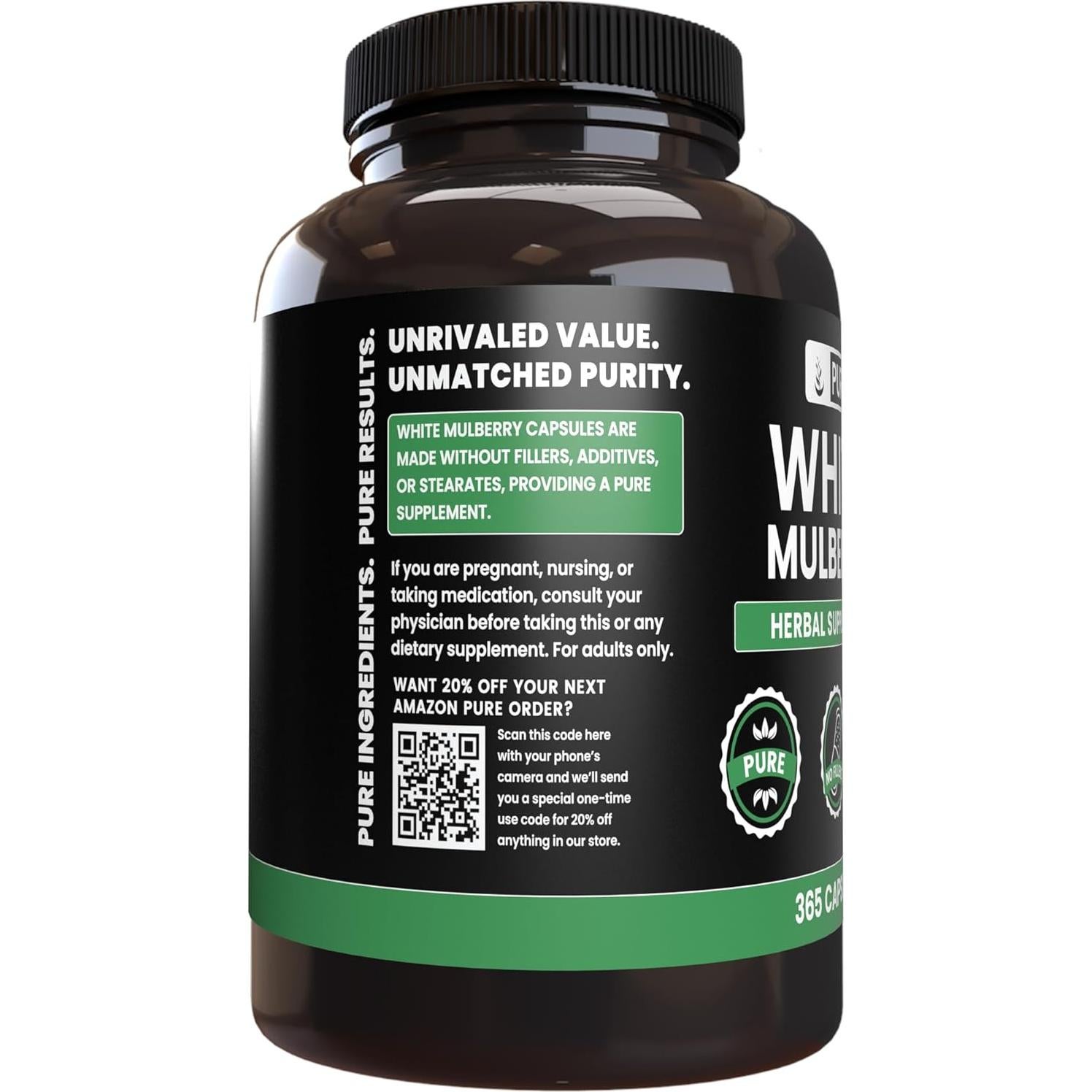 Cápsulas de Morera Blanca 365 Unidades - Ingredientes Puro