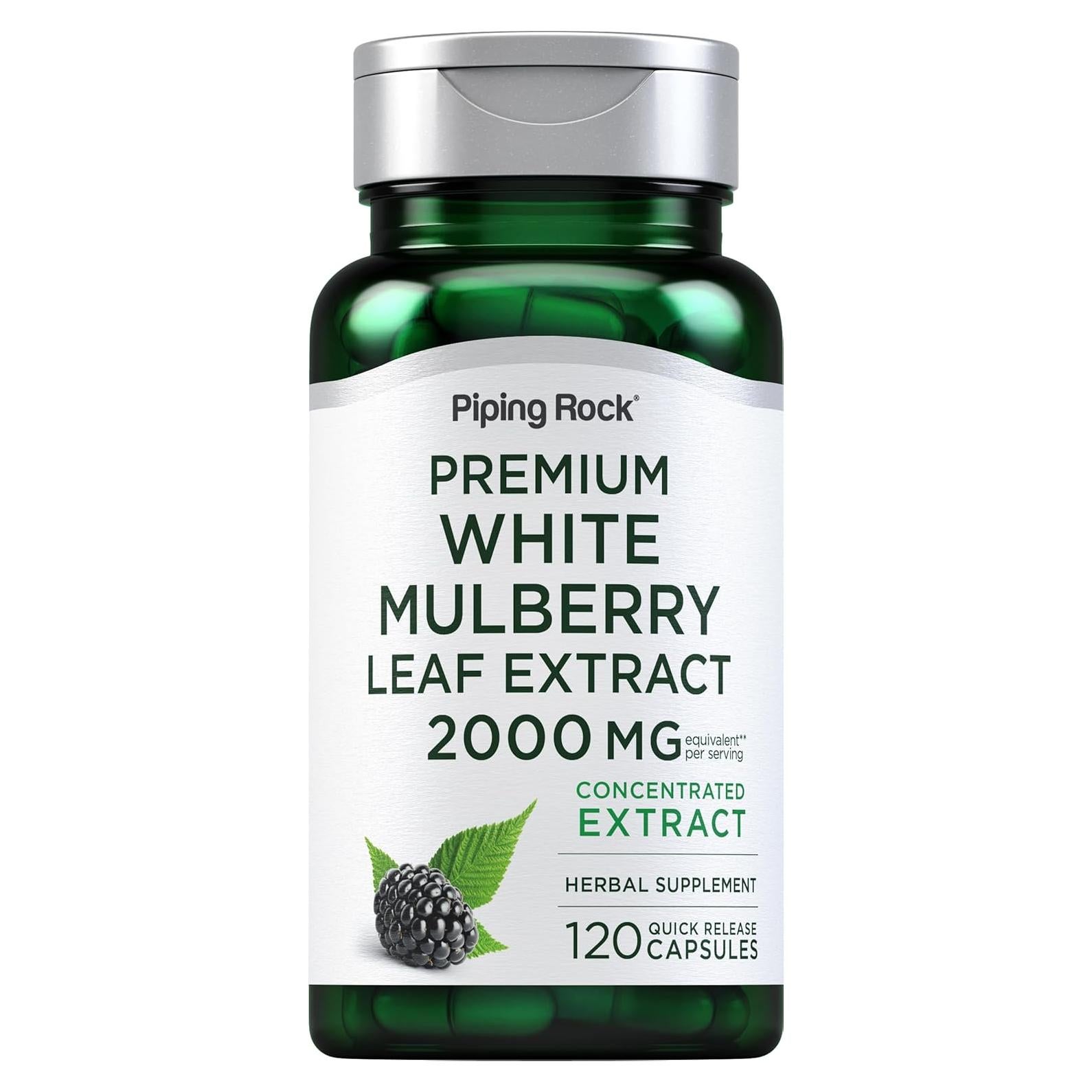 Extracto de Hoja de Morera Piping Rock 2000mg 120 Cápsulas